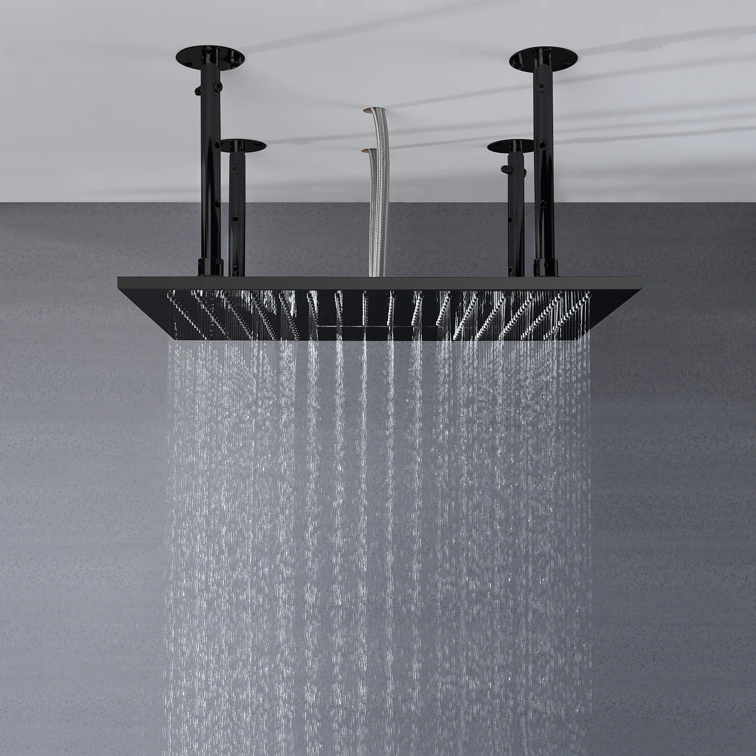 20inch matte black ceiling mount rainfall waterfall shower systems 3 way digital thermostatic valve - Image 4