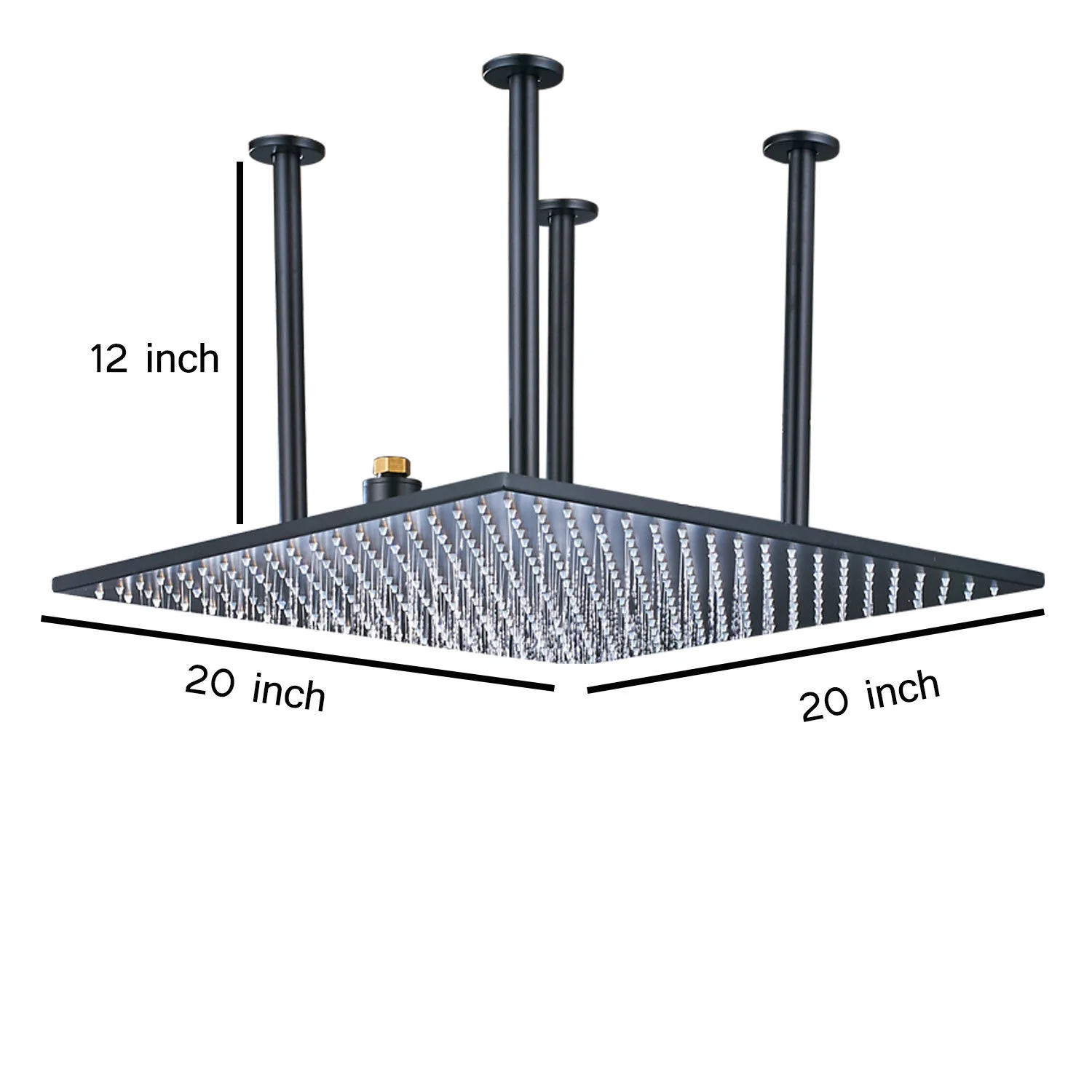 Matte Black or oil rubber bronze 20-Inch or 24-Inch LED or Non-LED Ceiling Mounted Rain Shower Head - Image 3