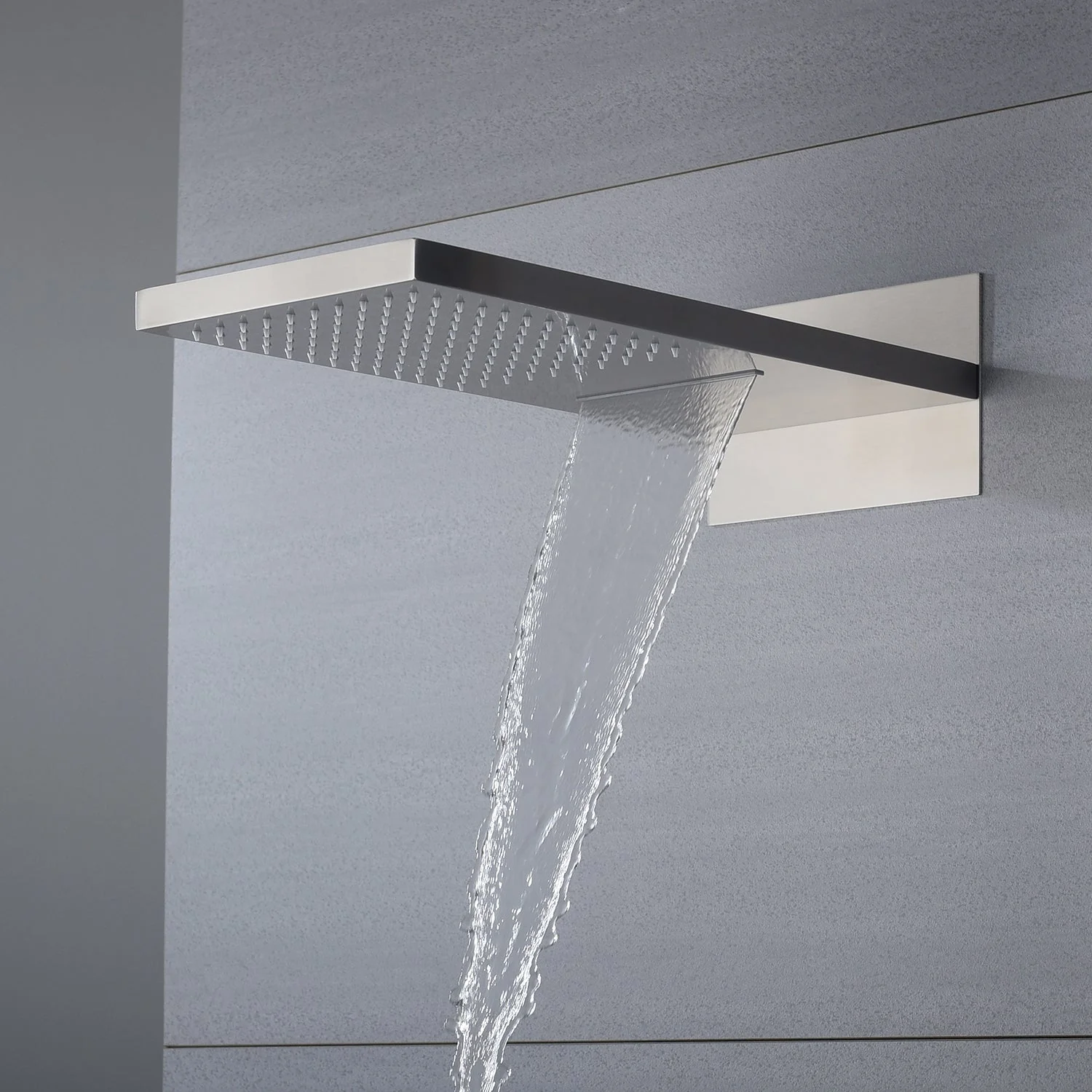 rainfall waterfall 22'' Brushed Nickel 3 Way digital display Thermostatic Shower Faucet system with sliding bar - Image 4