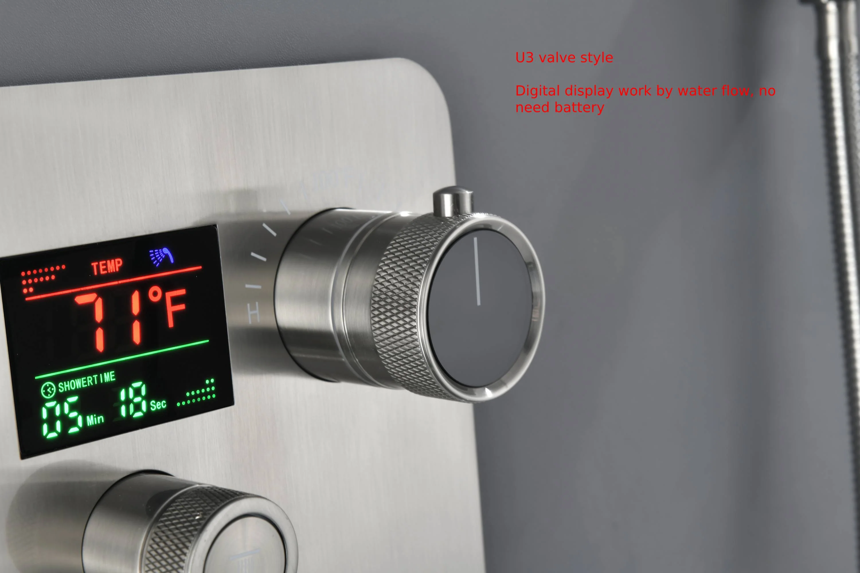 22" Brushed nickel 3 way Thermostatic display valve Rain & Waterfall Shower Faucet - Image 15