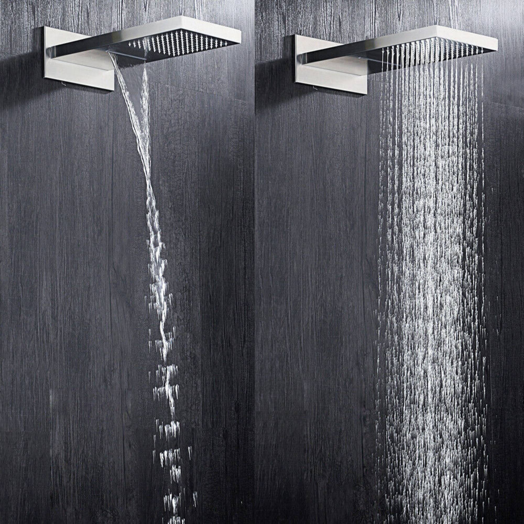 22" Brushed nickel 3 way Thermostatic display valve Rain & Waterfall Shower Faucet - Image 17