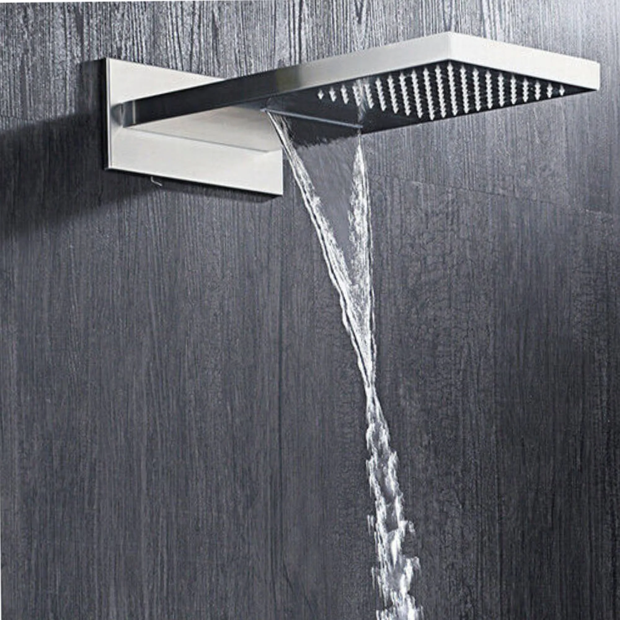 22" Brushed nickel 3 way Thermostatic display valve Rain & Waterfall Shower Faucet - Image 19