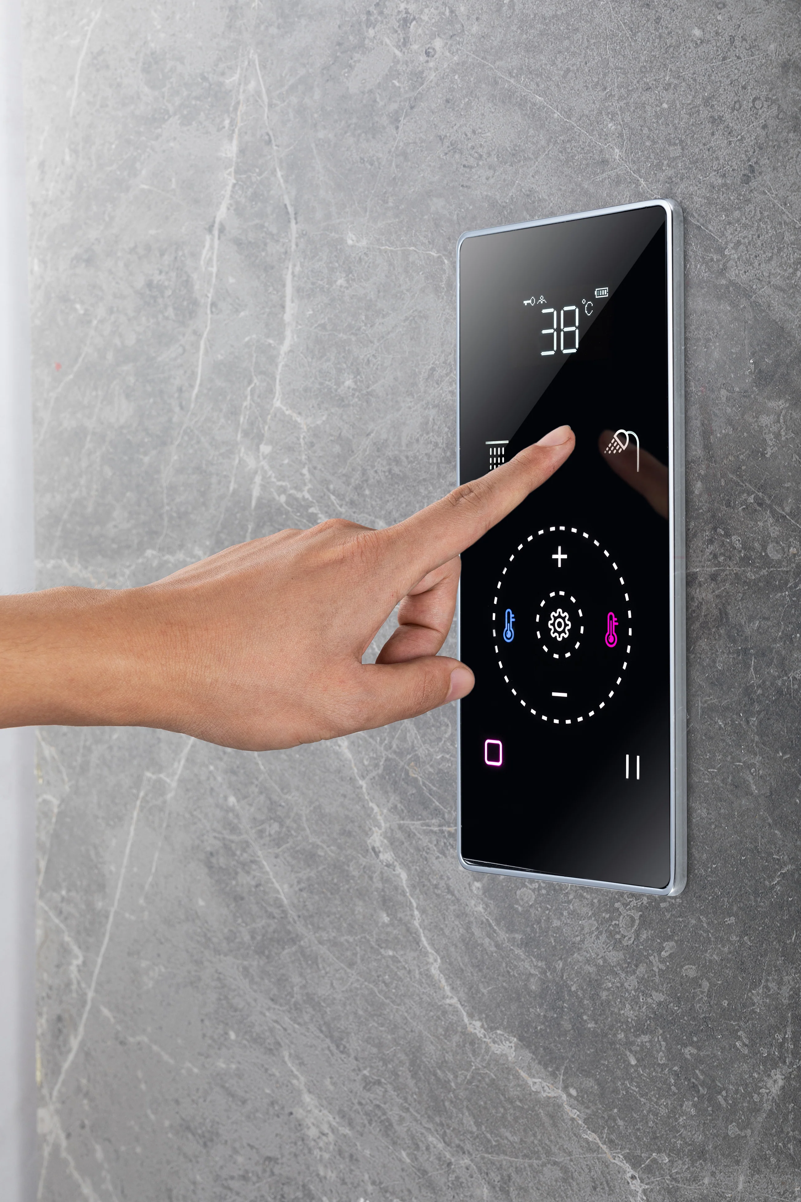 22" Bluetooth Music LED Shower System with 3-Way Thermostatic Faucet, Rainfall, Waterfall, Sliding Bar - Image 10
