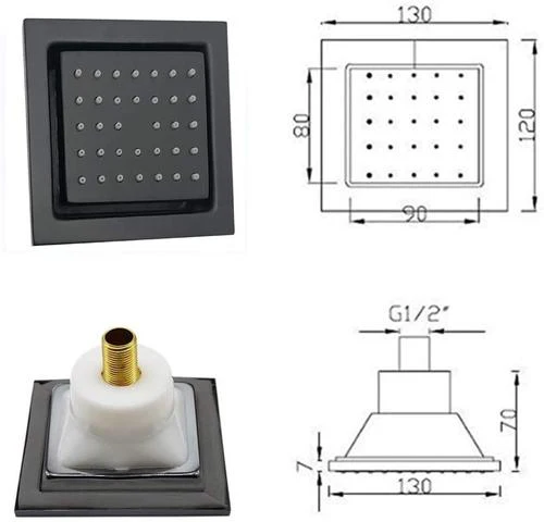 22'' Matte Black 4-Way Thermostatic Shower System with Waterfall, Rainfall, and Body Jets - Image 3