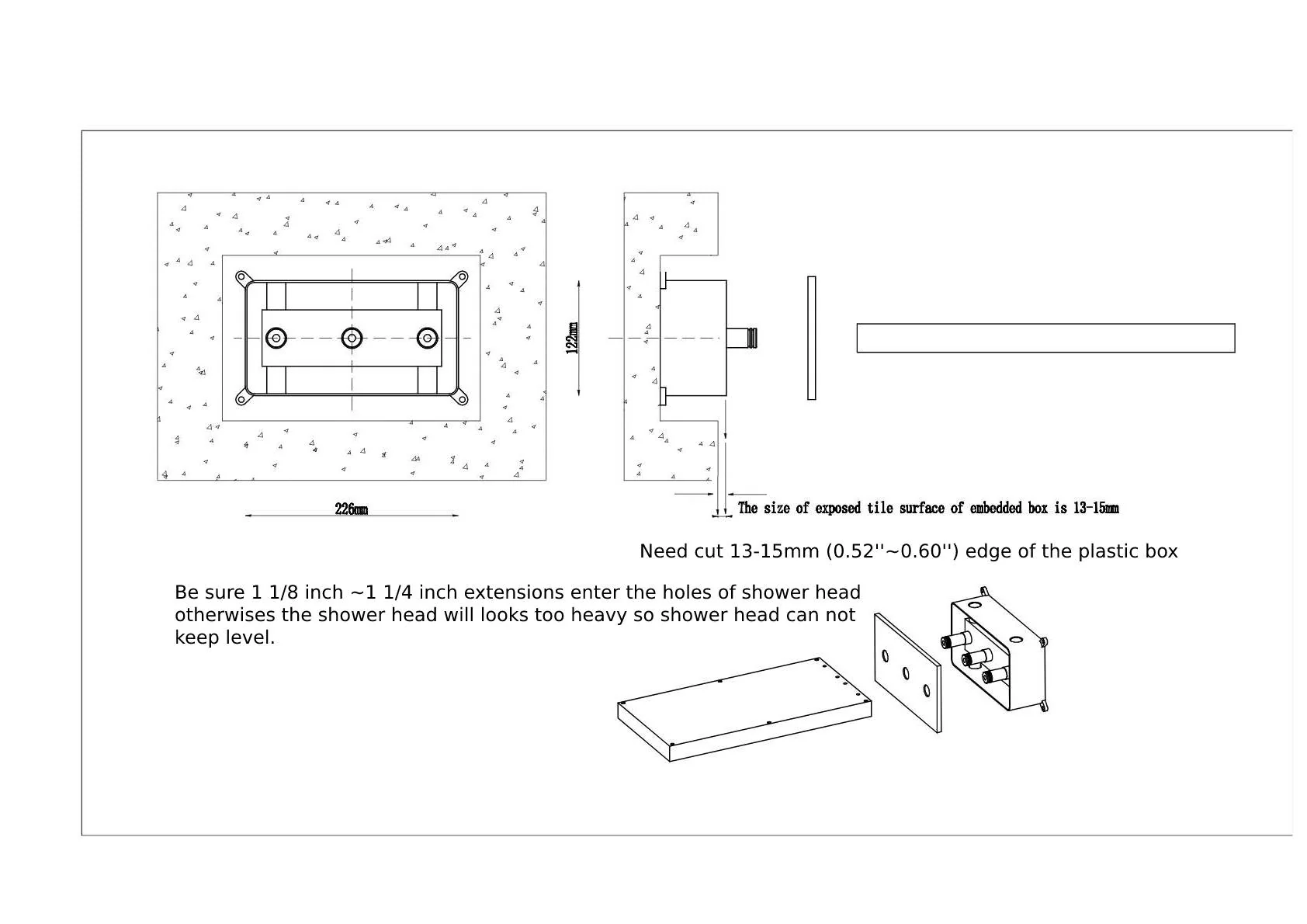 22'' Matte Black 4-Way Thermostatic Shower System with Waterfall, Rainfall, and Body Jets - Image 4