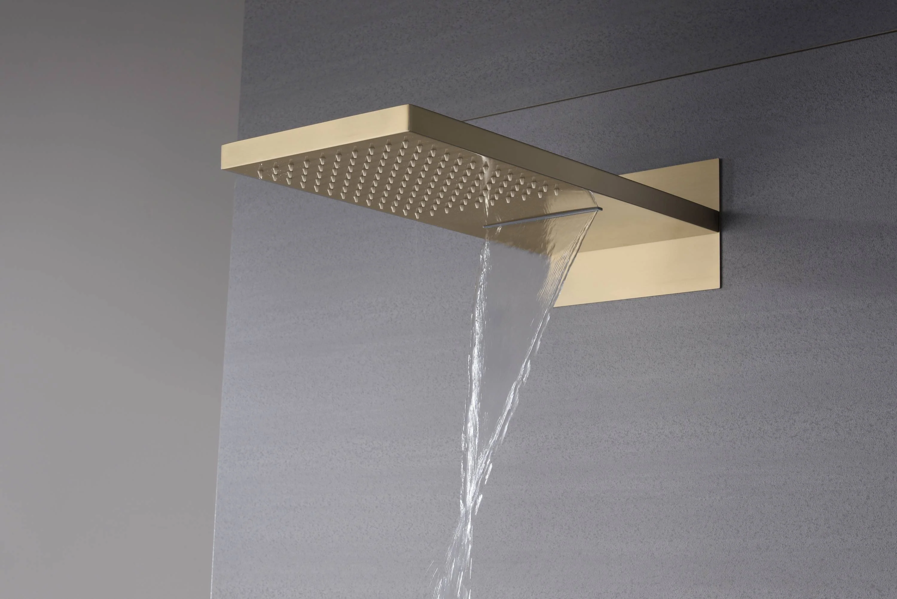 22-Inch Brushed Gold 3 Way Thermostatic Shower Faucet System with Rainfall and Waterfall - Image 14