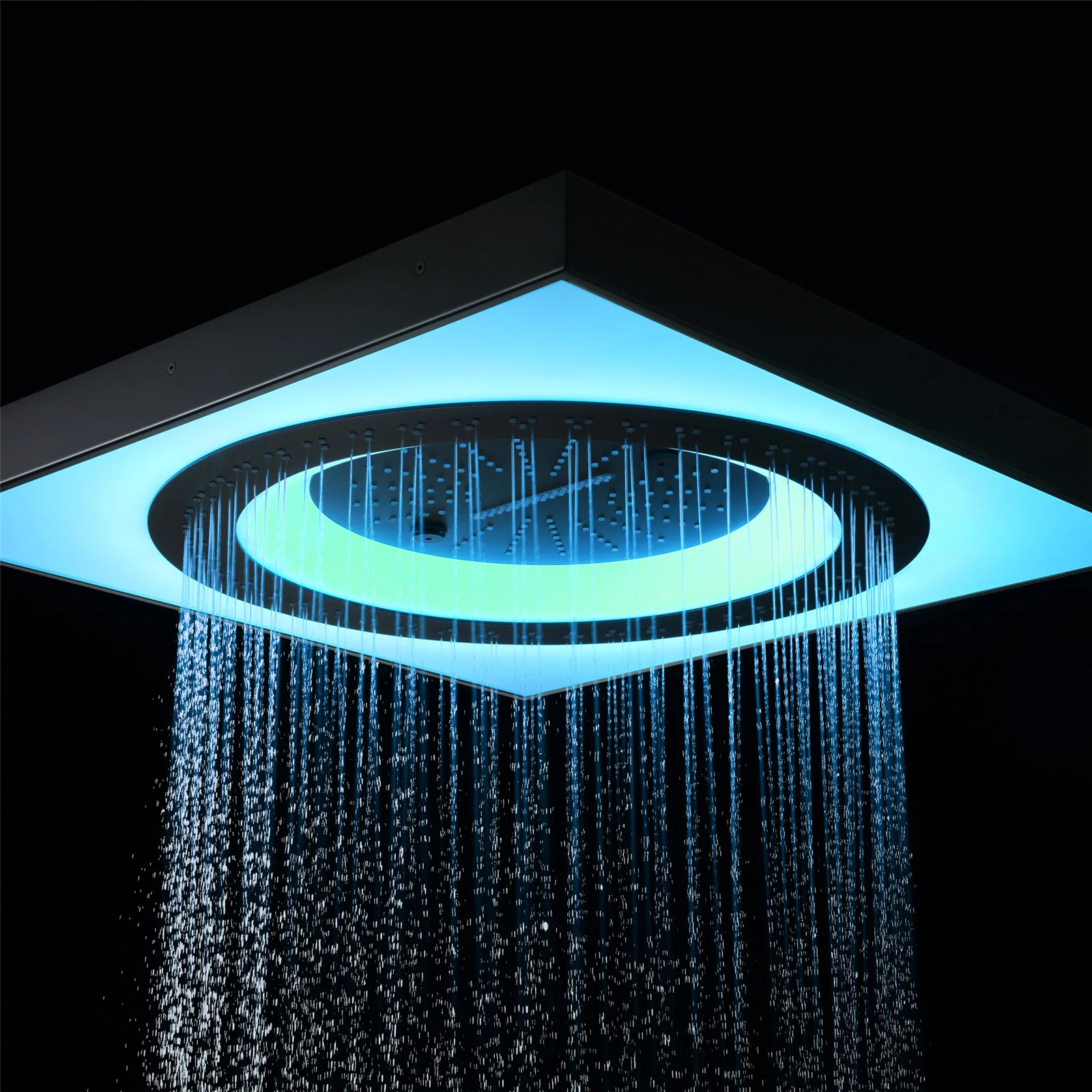 24" Flush Mount Rainfall Waterfall 6-Way Digital  Shower System with LED, Dual Regular Heads and Tub Spout - Image 13