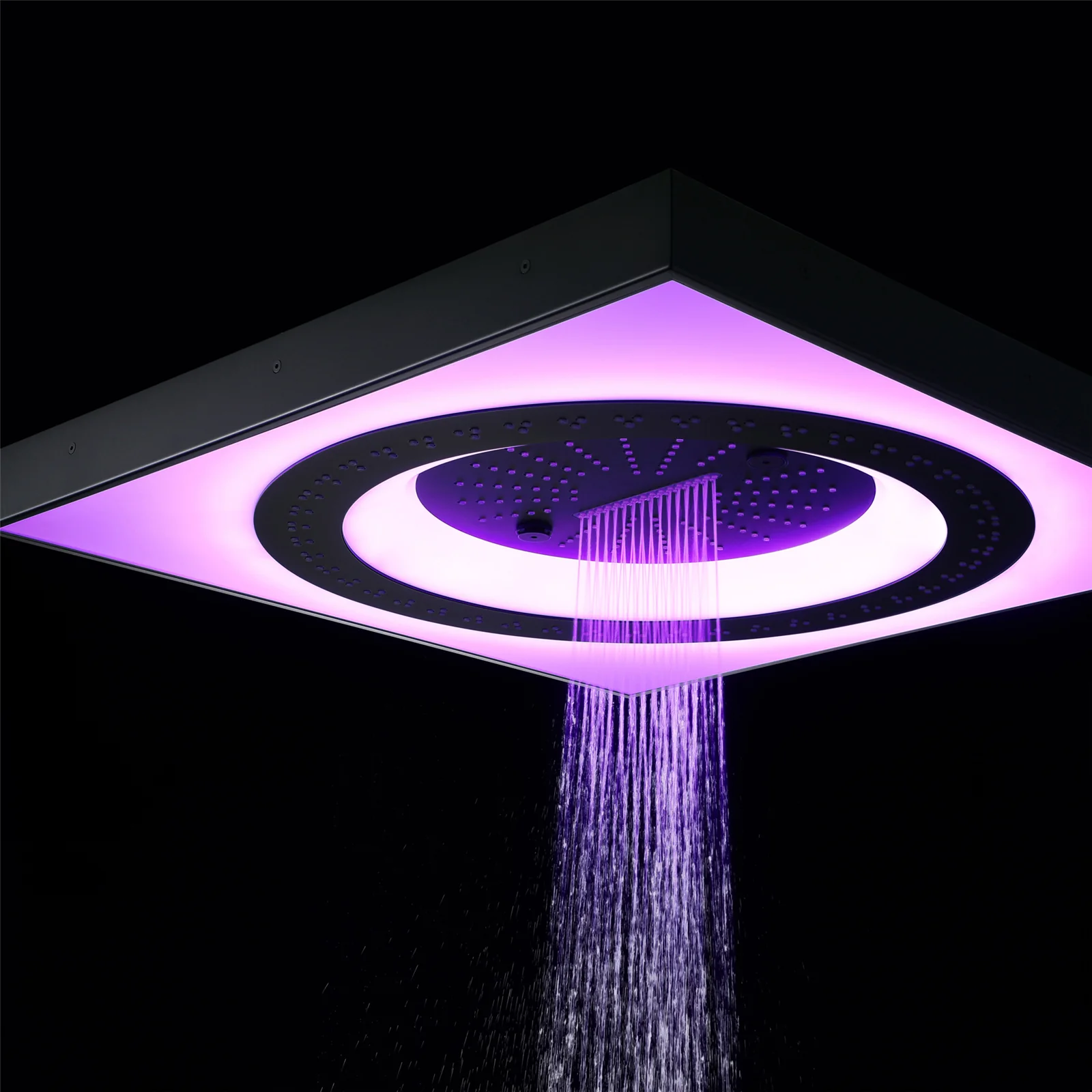 24" Flush Mount Rainfall Waterfall 6-Way Digital  Shower System with LED, Dual Regular Heads and Tub Spout - Image 14
