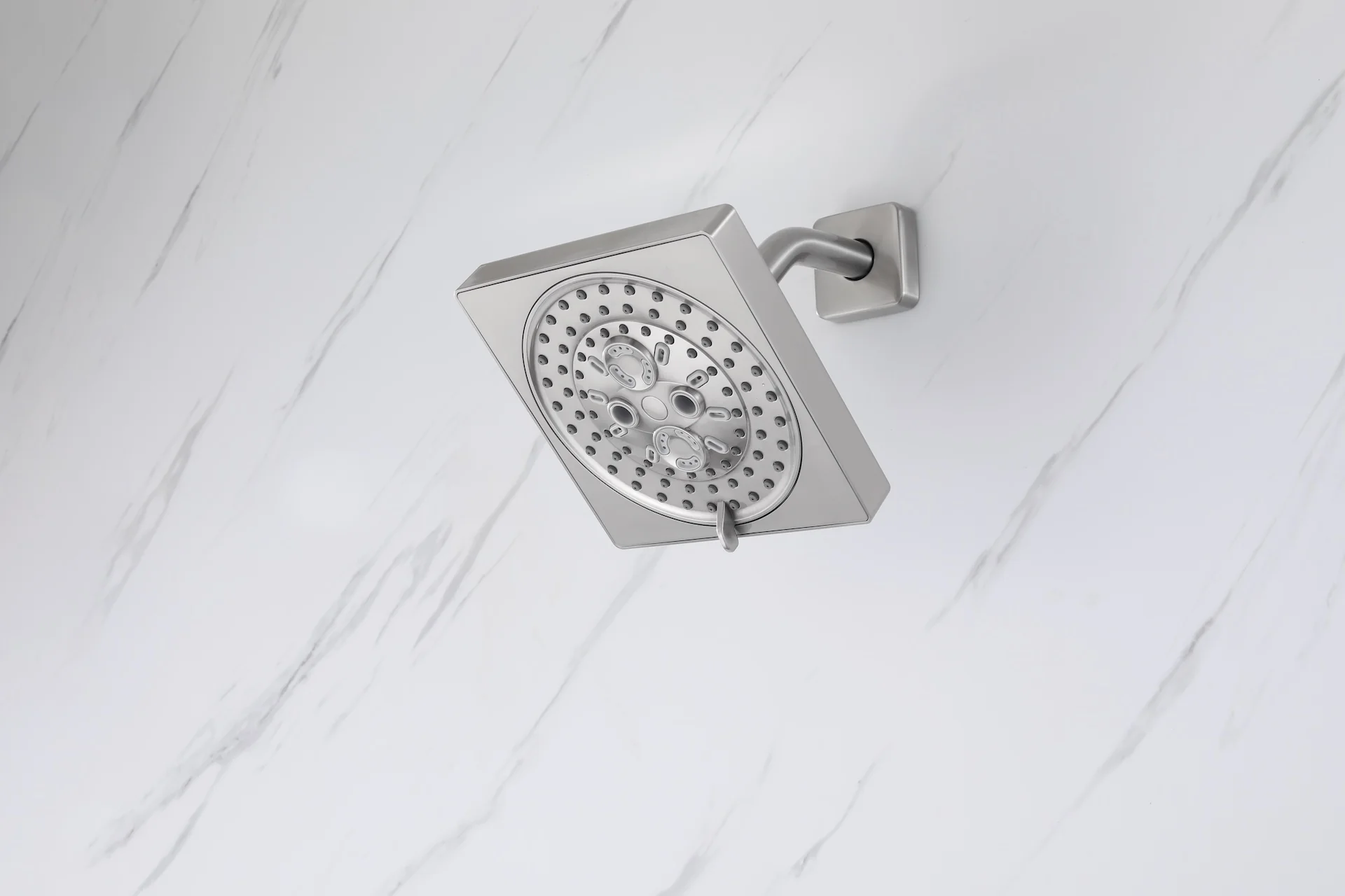 24 inch flush mount rainfall waterfall shower head 6 way thermostatic shower faucet with handle wand and Body Jet and dual regular headss - Image 28