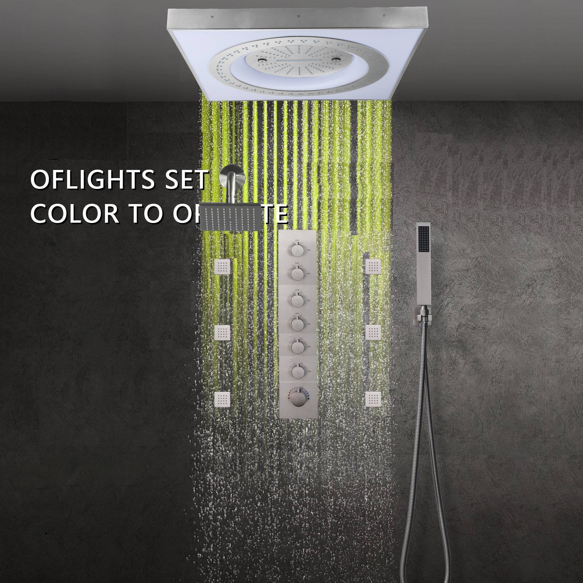 24" Flush LED Mount Rainfall Waterfall 6-Way Digital Shower System With Regular Head and 6 Body Jets - Image 36