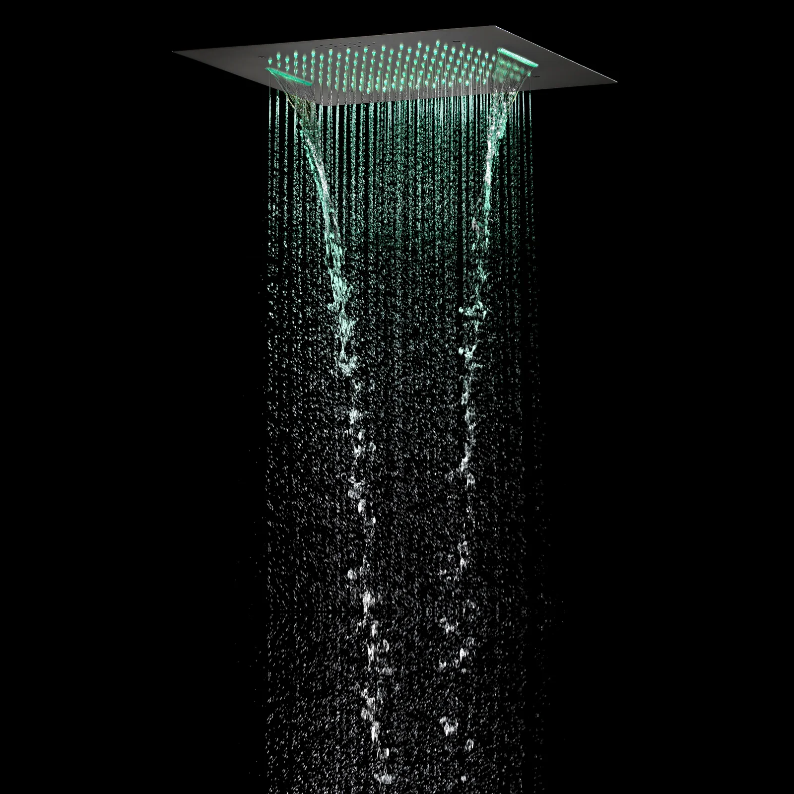 20-Inch or 24-Inch Matte Black Flush or Ceiling Mount Rainfall Waterfall Shower System: Complete with 5-Way Thermostatic Valve and 6 Body Jets and Regular Head - Image 17