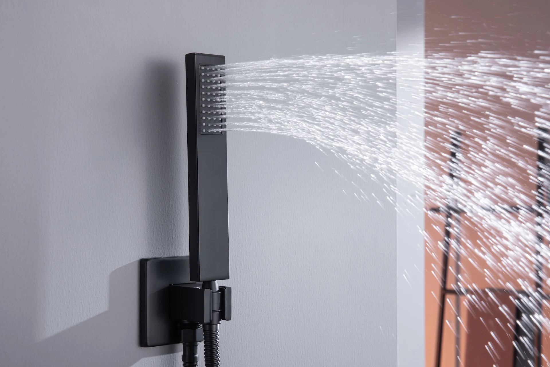 24 x 12 inch rainfall mist 64 led light bluetooth music shower head 6 way shower faucet with regular head and handle wand - Image 23