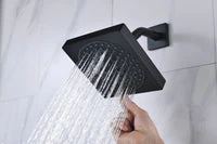 Matte Black 24" or 20" Rainfall Shower System with 4-Way Thermostatic Valve and Body Jets - Image 19