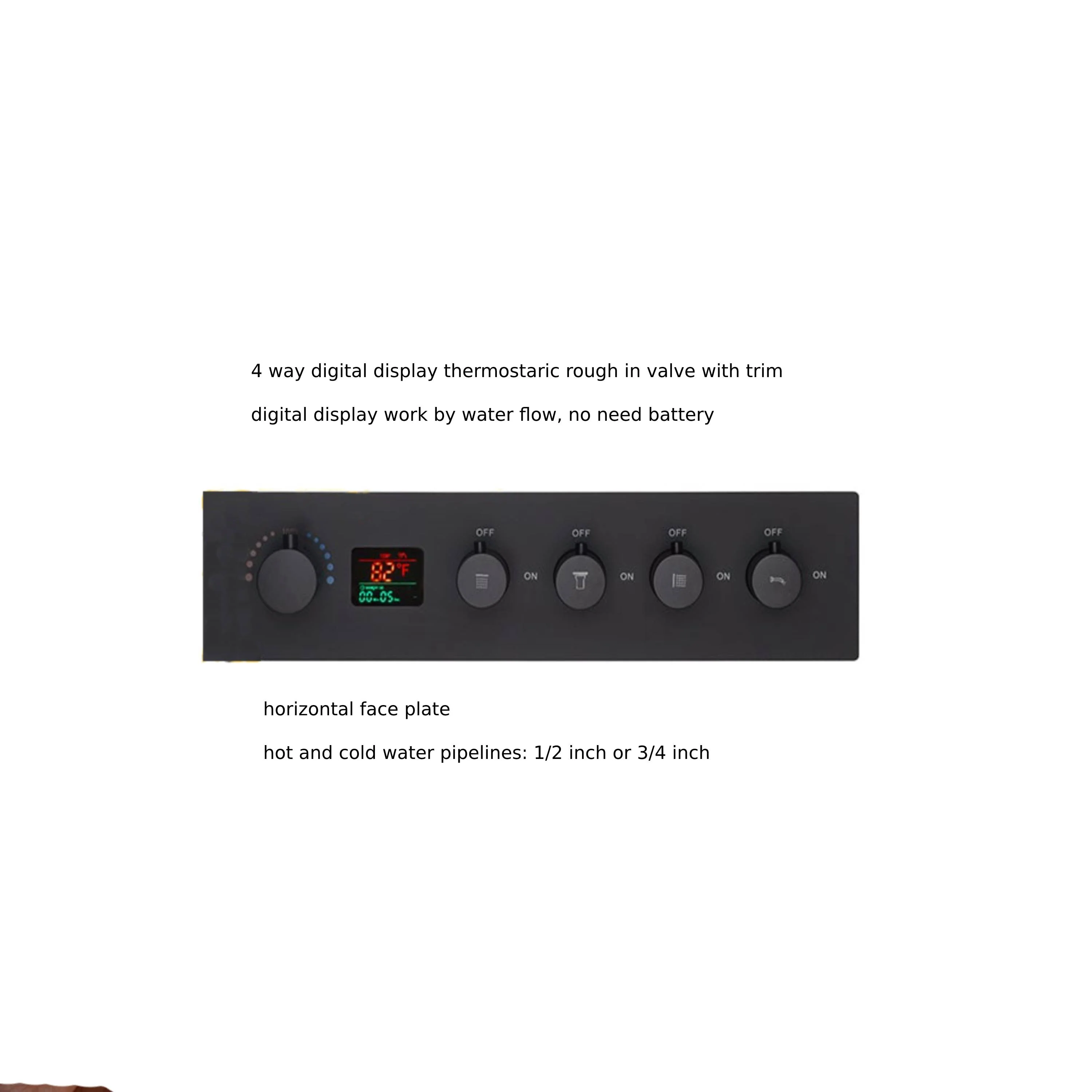 Matte Black 24" or 20" Rainfall Shower System with 4-Way Thermostatic Valve and Body Jets - Image 7