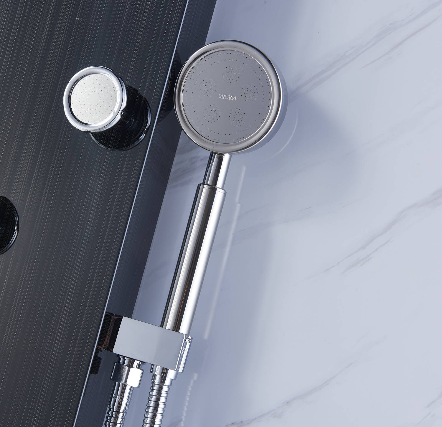 59'' Oil Bronze Black LED Rain & Waterfall Massage Tower - Simultaneous and Independent Functionality - Image 3