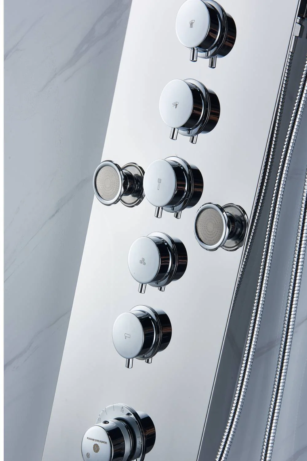 Chrome LED Rain & Waterfall Massage Tower - Simultaneous and Independent Functionality - Image 3