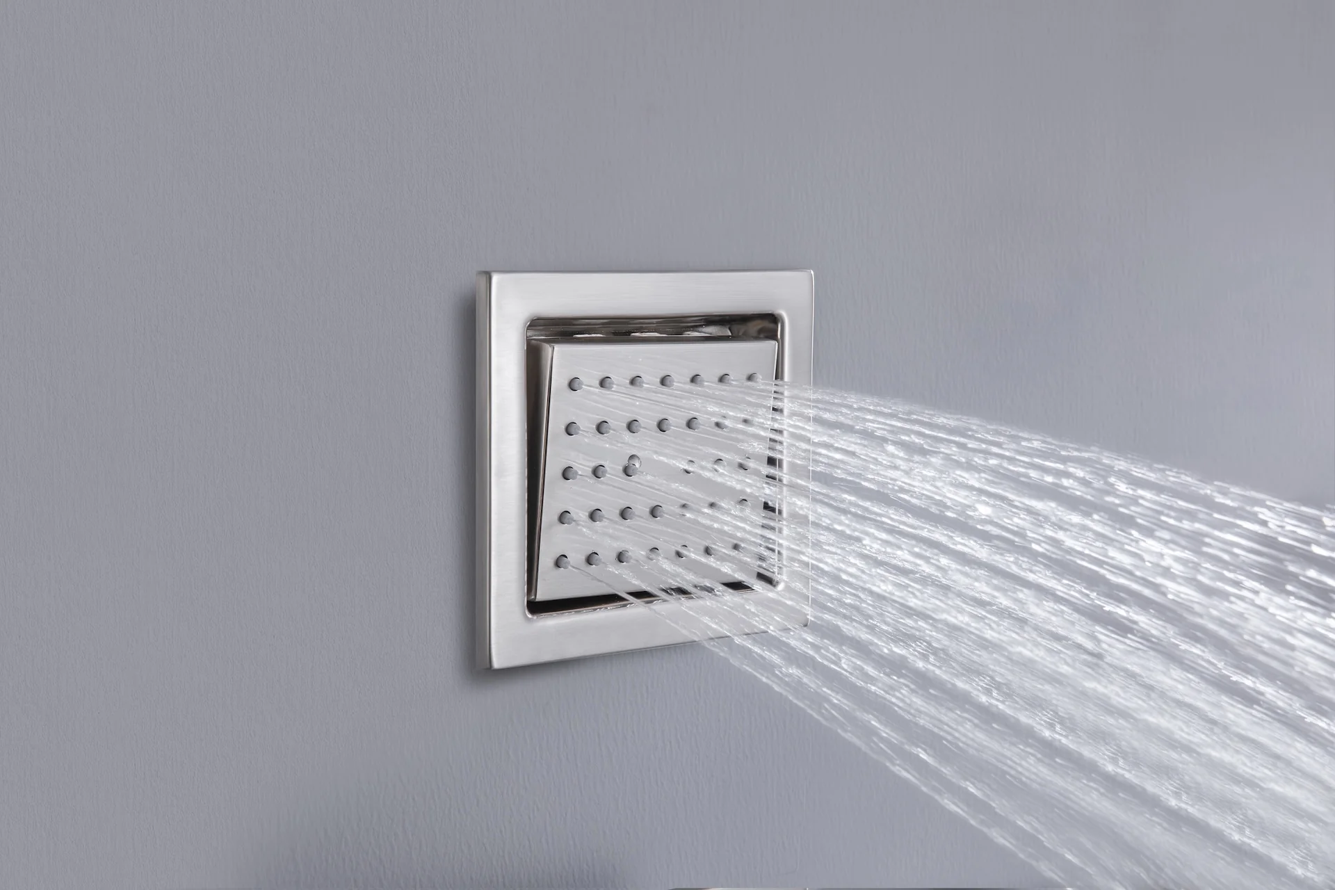 24 inch flush mount rainfall waterfall shower head 4 way thermostatic shower faucet with handle wand and Body Jets - Image 14