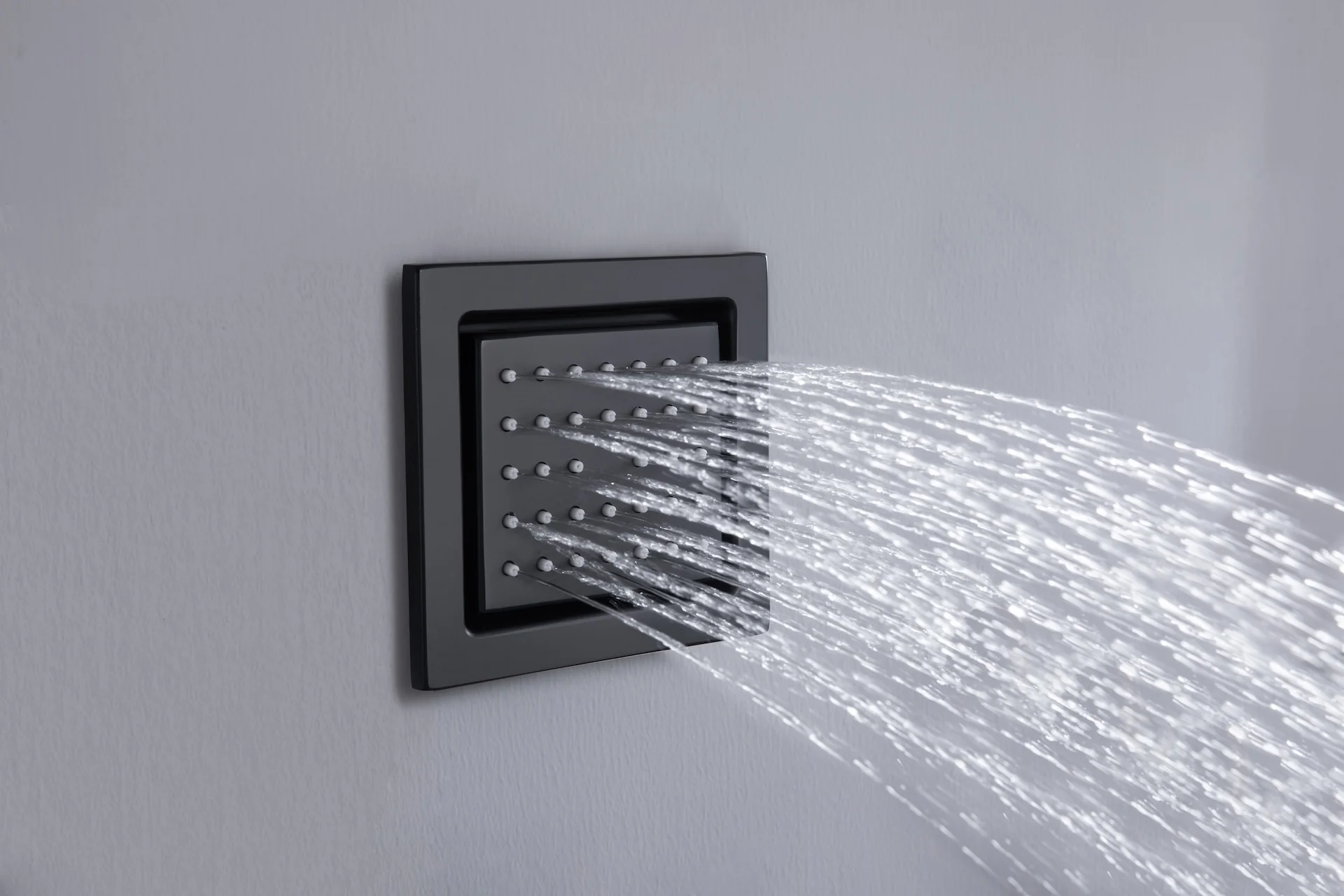 24 inch flush mount rainfall waterfall shower head 4 way thermostatic shower faucet with handle wand and Body Jets - Image 26