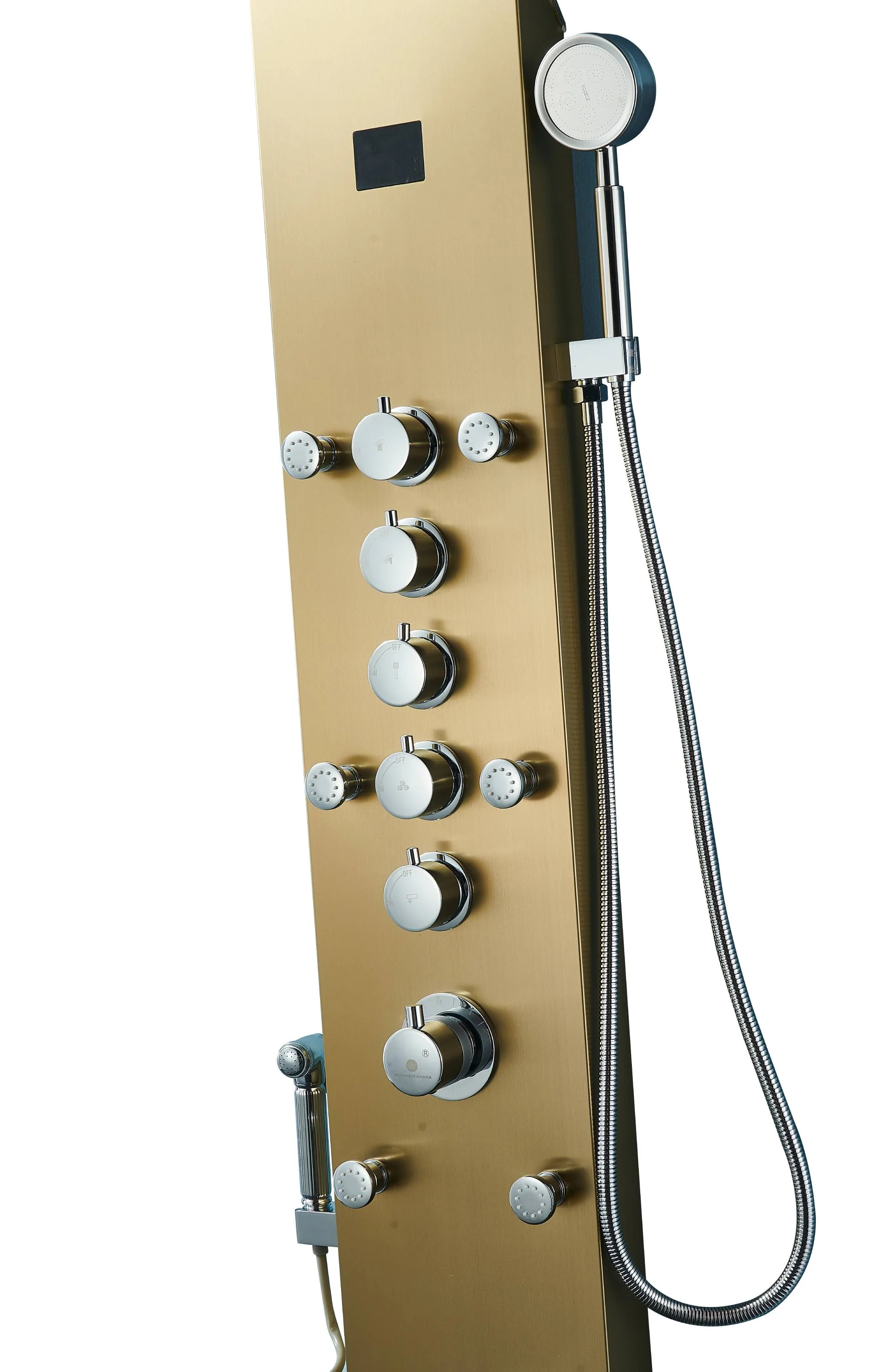 Brushed Gold or Rose Gold LED Rain & Waterfall 59'' Massage Tower - Simultaneous and Independent Functionality - Image 4