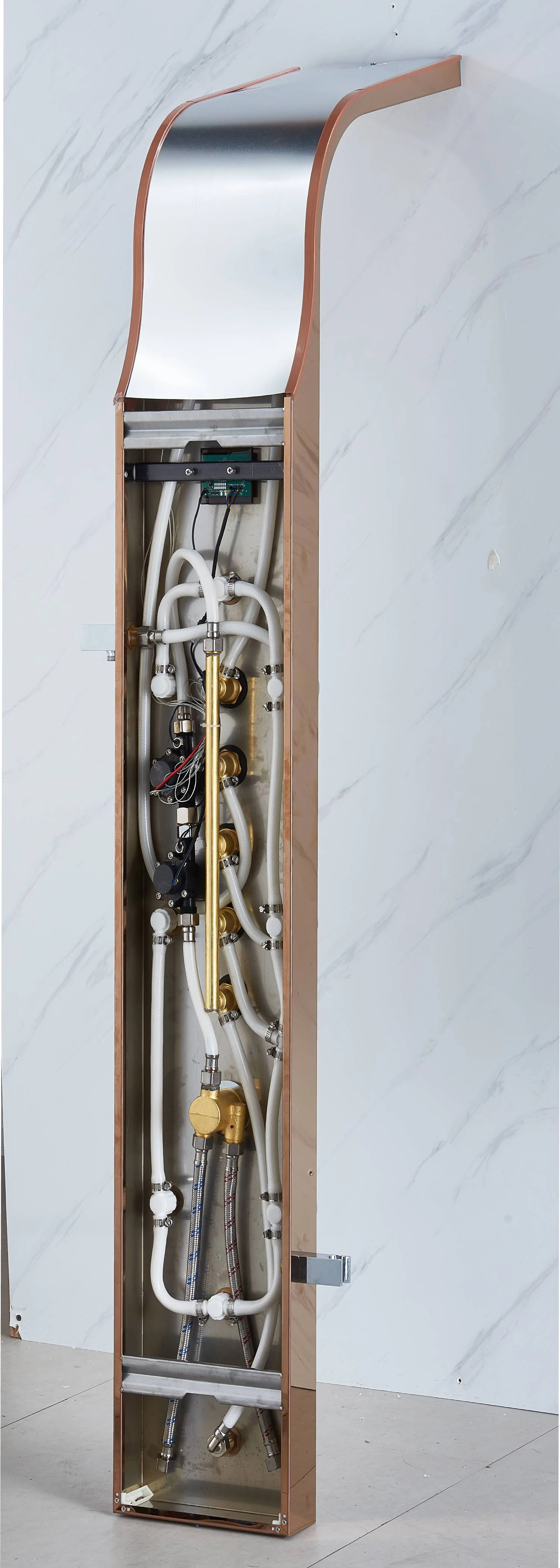 Brushed Gold or Rose Gold LED Rain & Waterfall 59'' Massage Tower - Simultaneous and Independent Functionality - Image 7
