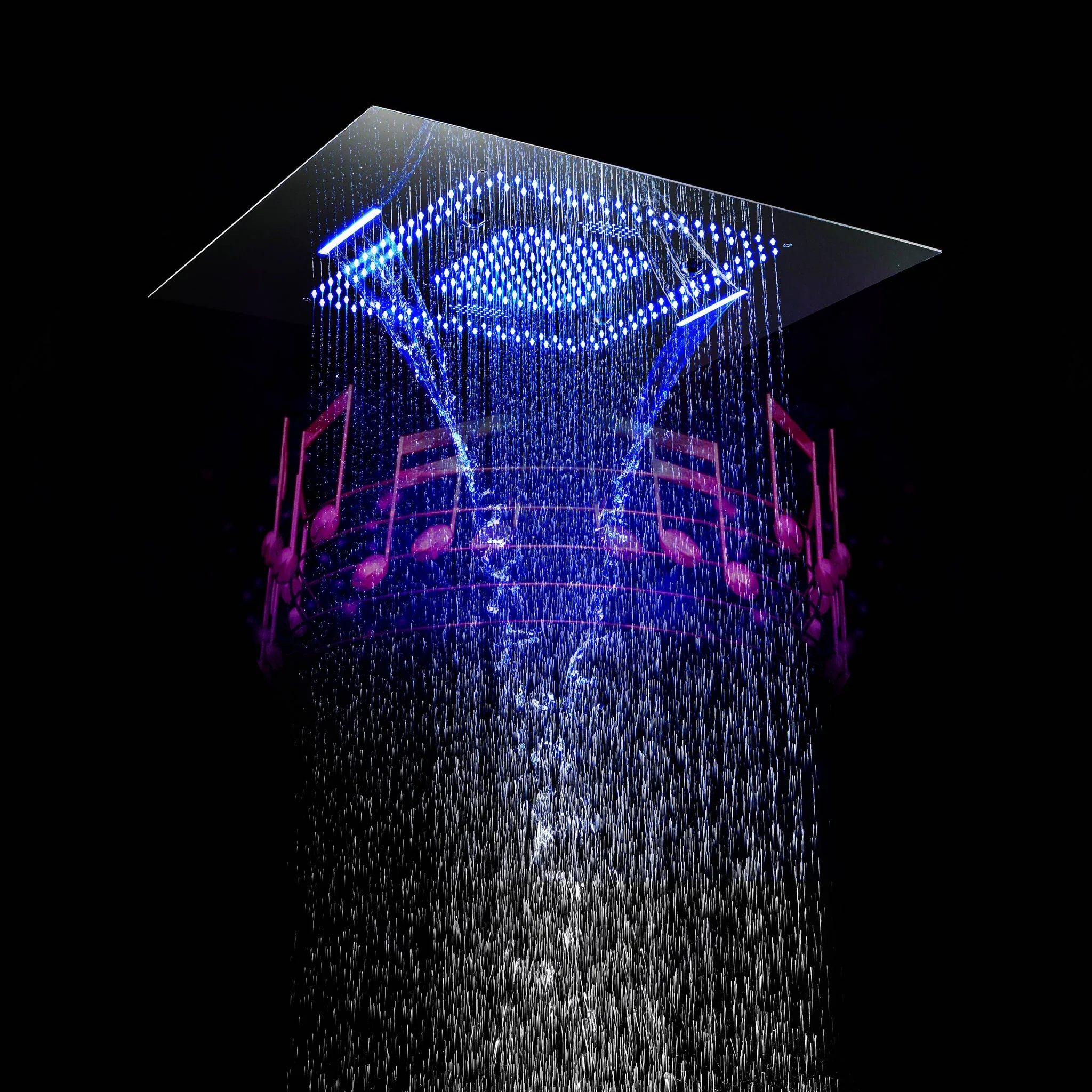 31 inch LED flush rainfall waterfall mist water-curtain shower head matte black - Image 2