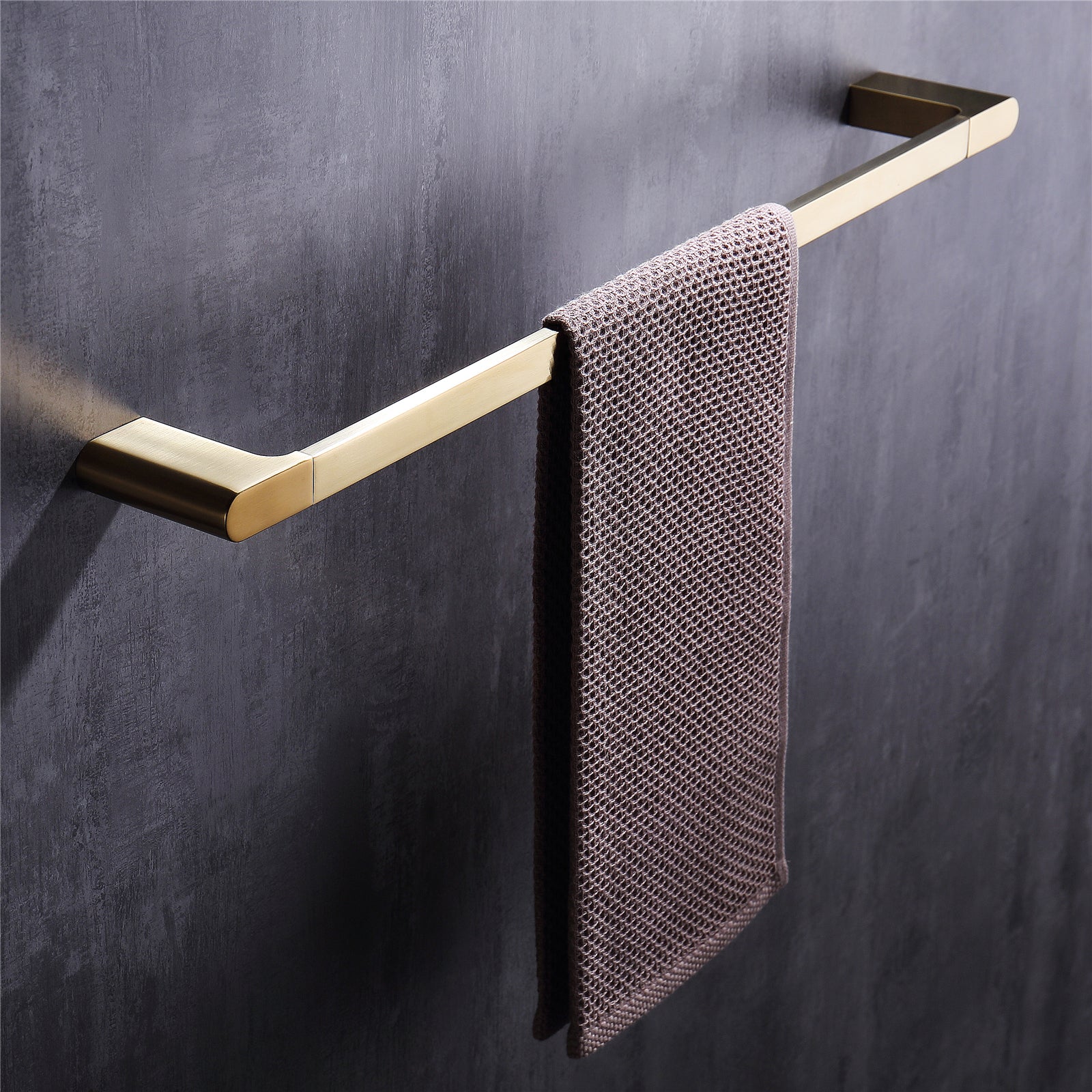 Luxurious 4-Piece Brushed Gold Bathroom Hardware Set: Towel Bar, Towel Holder, Toilet Paper Holder, Robe Hook, and Tower Holder - Wall Mounted - Image 3