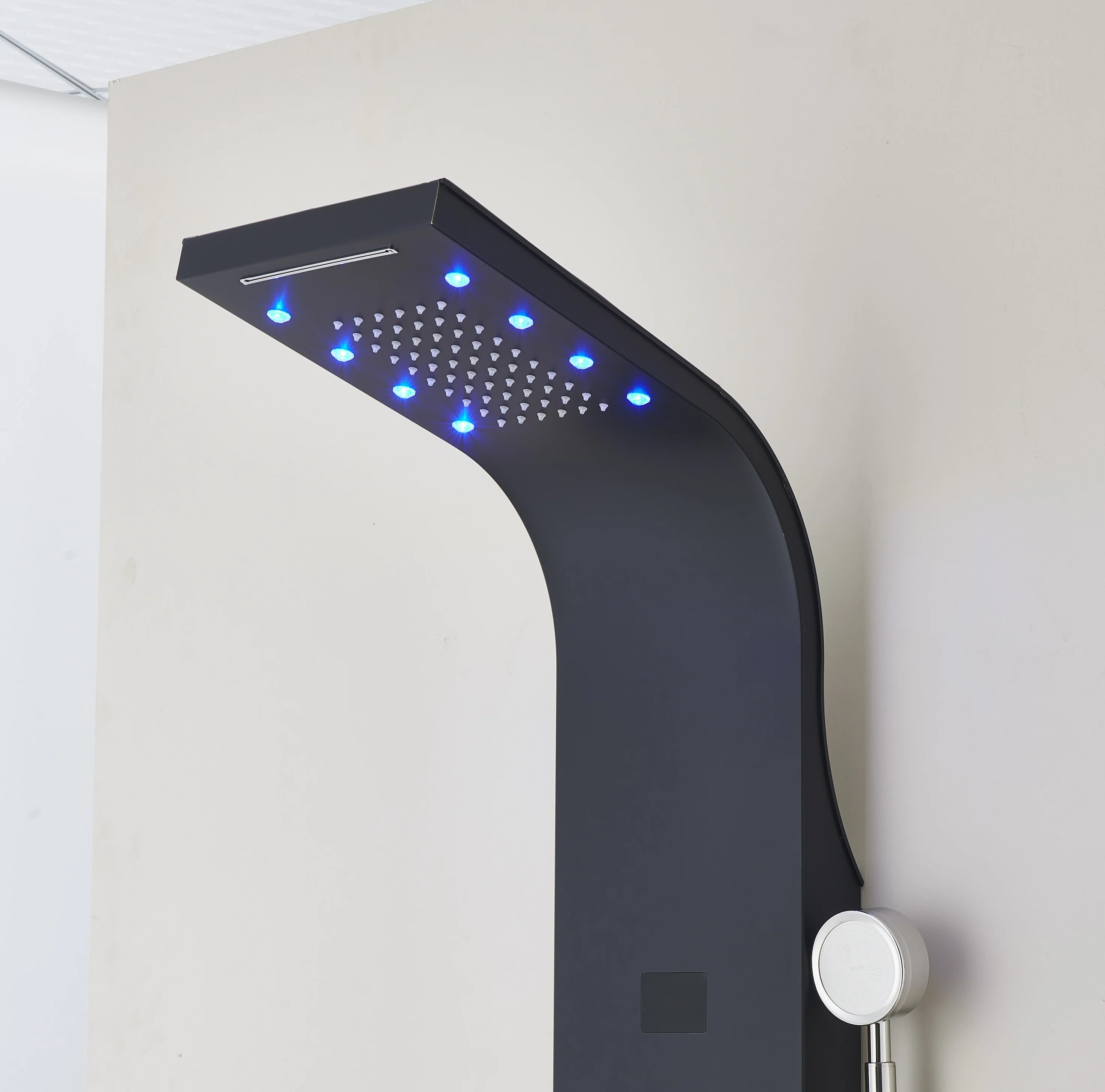 59'' Brushed Nickel or Brushed Gold or Matte Black LED Rain & Waterfall Massage Tower - Simultaneous and Independent Functionality - Image 6