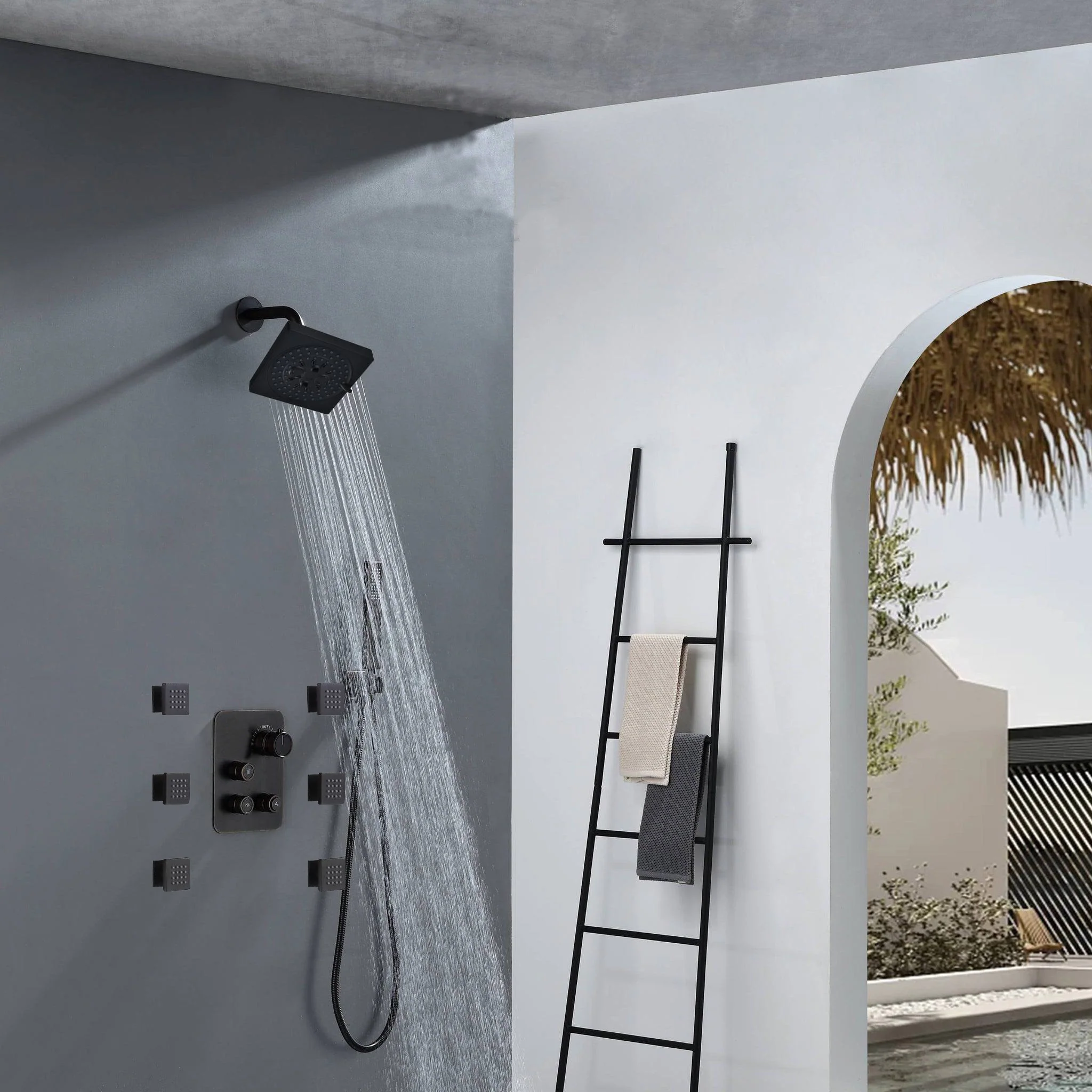 6" Regular Shower Head - 3-Way Digital Thermostatic System with 6 jets - Image 5
