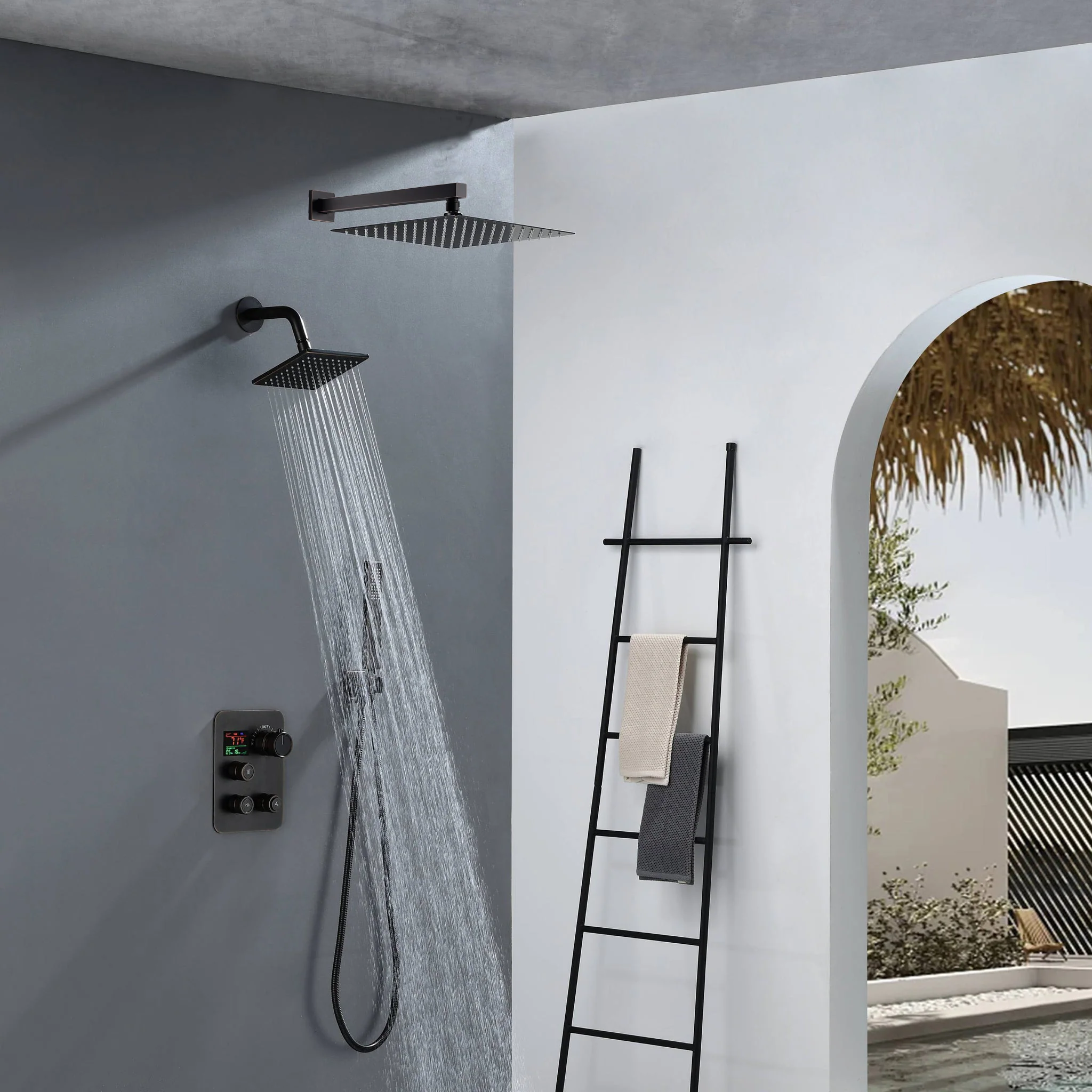 6" Regular Shower Head with Wall Mount Rainfall Shower Head - 3-Way Digital Thermostatic System - Image 23