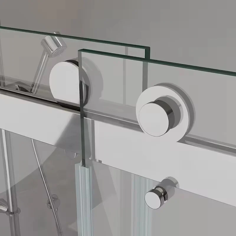 60''W X 76'' H Double Sliding Frameless Shower Door with Clear Glass - Image 9