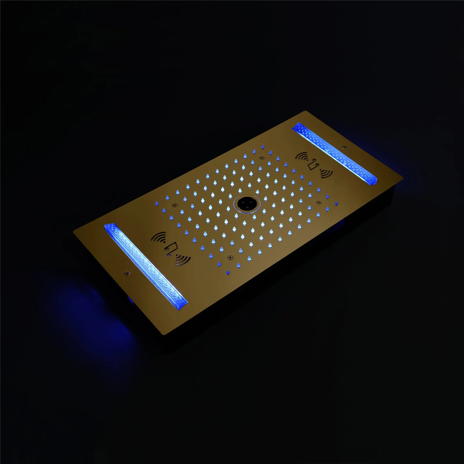 64 LED colors music led flushed in 24x12 inch 3 functions shower head 5 way thermostatic shower faucet with 6'' regular head 4 finish colors options - Image 24