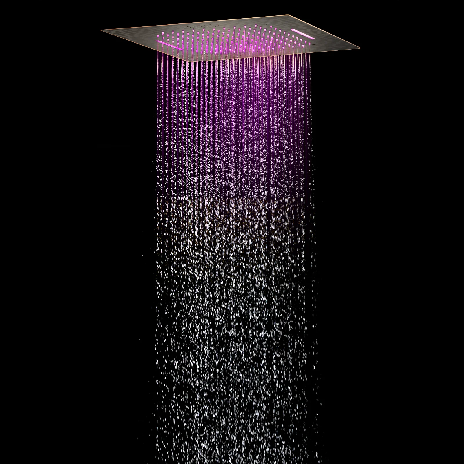 64 LED light Bluetooth Music 20-inch Rainfall Waterfall Flush Mounted Oil Rubbed Bronze 6-Way Thermostatic Shower Faucet System With Regular Heads And Handle Wand,Body Jets - Image 6