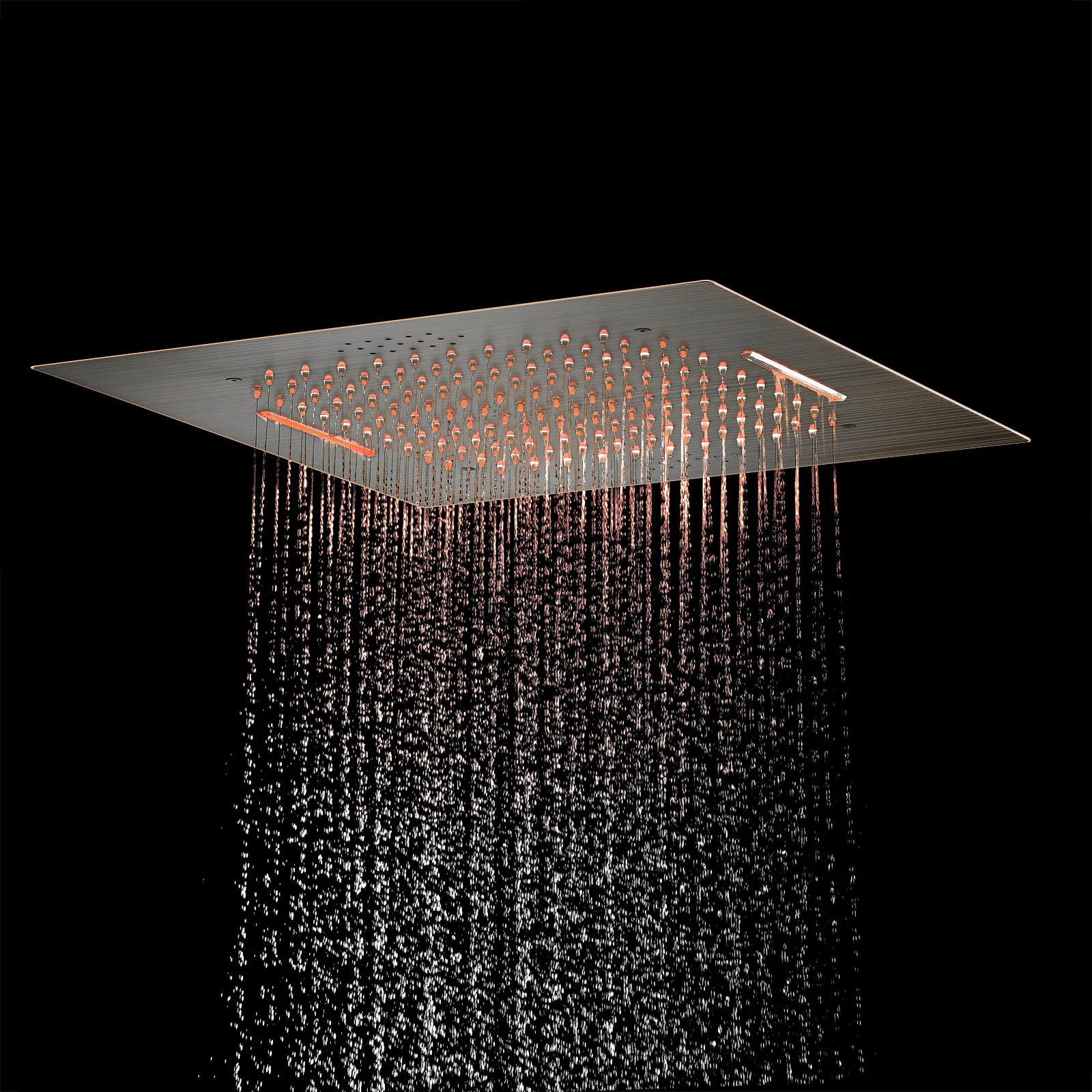 64 LED light Bluetooth Music 20-inch Rainfall Waterfall Flush Mounted Oil Rubbed Bronze 6-Way Thermostatic Shower Faucet System With Regular Heads And Handle Wand,Body Jets - Image 8