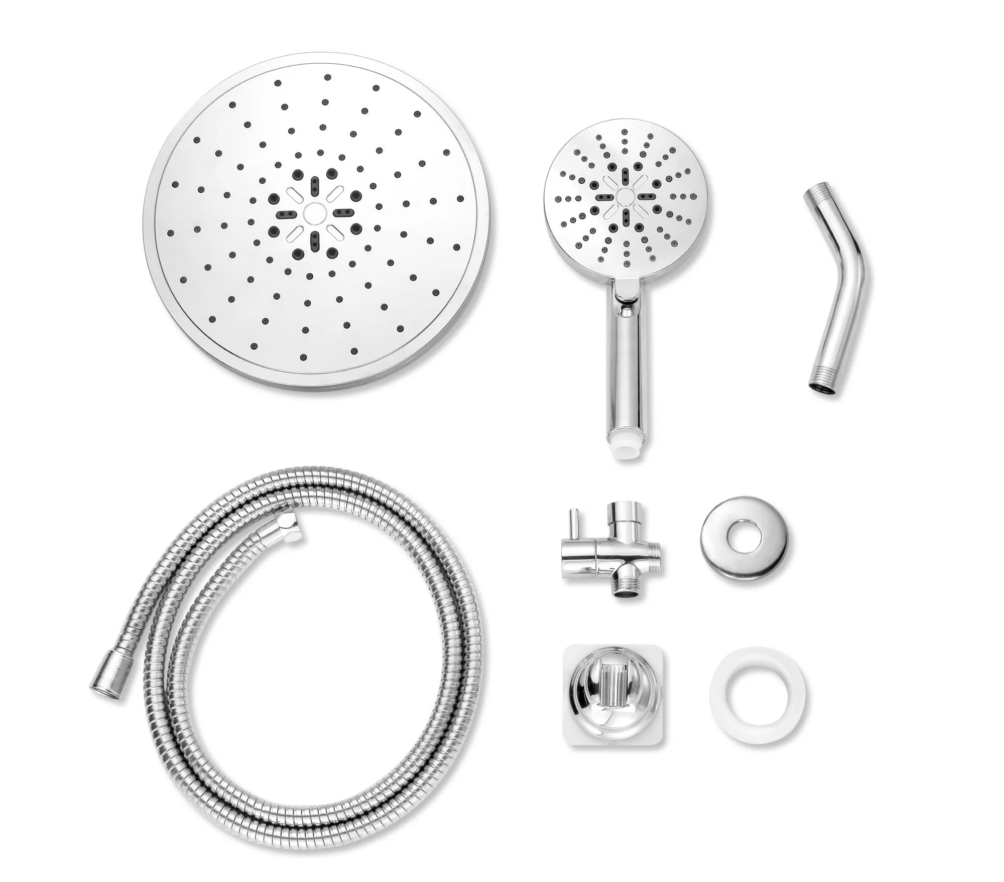 9" Chrome 3-Way Rainfall Shower Combo with Handheld Shower and Brass Diverter - Image 6