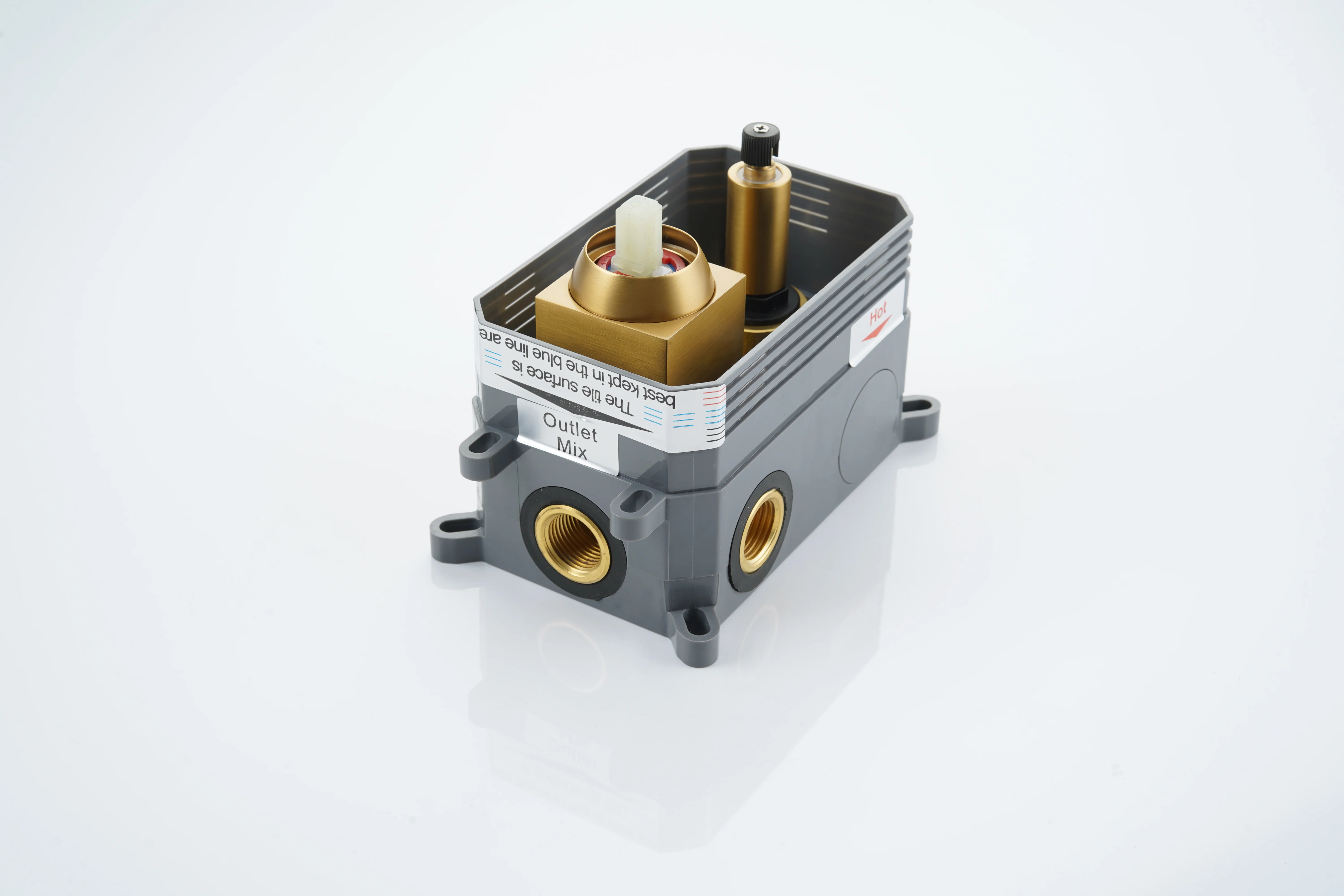 Brushed Gold Wall Mount 2-Way Pressure Balance Shower System with Rough-In Valve - Image 11