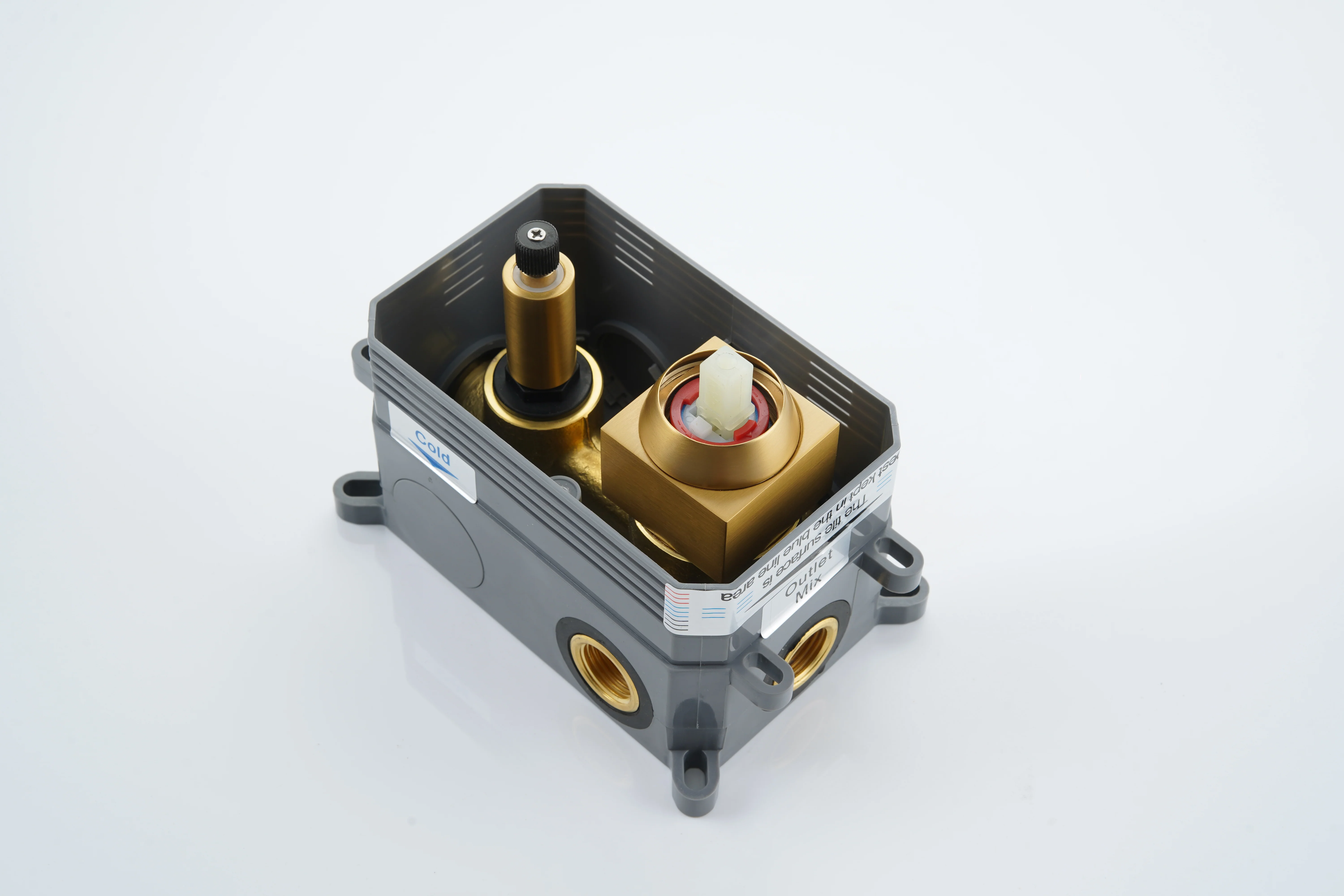 Brushed Gold Wall Mount 2-Way Pressure Balance Shower System with Rough-In Valve - Image 12
