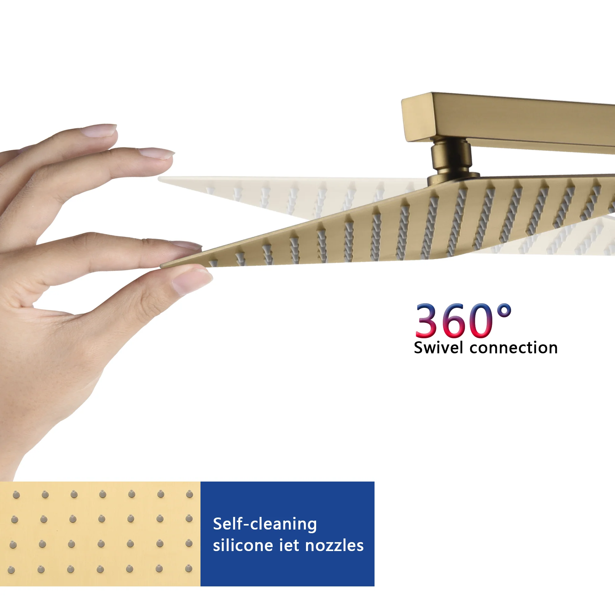 Brushed Gold Wall Mount 2-Way Pressure Balance Shower System with Rough-In Valve - Image 7