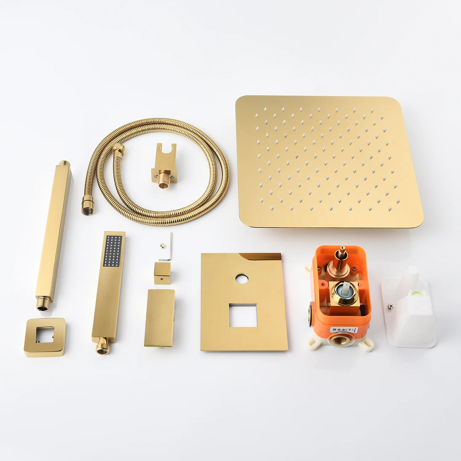 12 Inch or 20 inch Ceiling mounted Polished Gold Shower System Rough-in Valve Body and Trim - Image 3