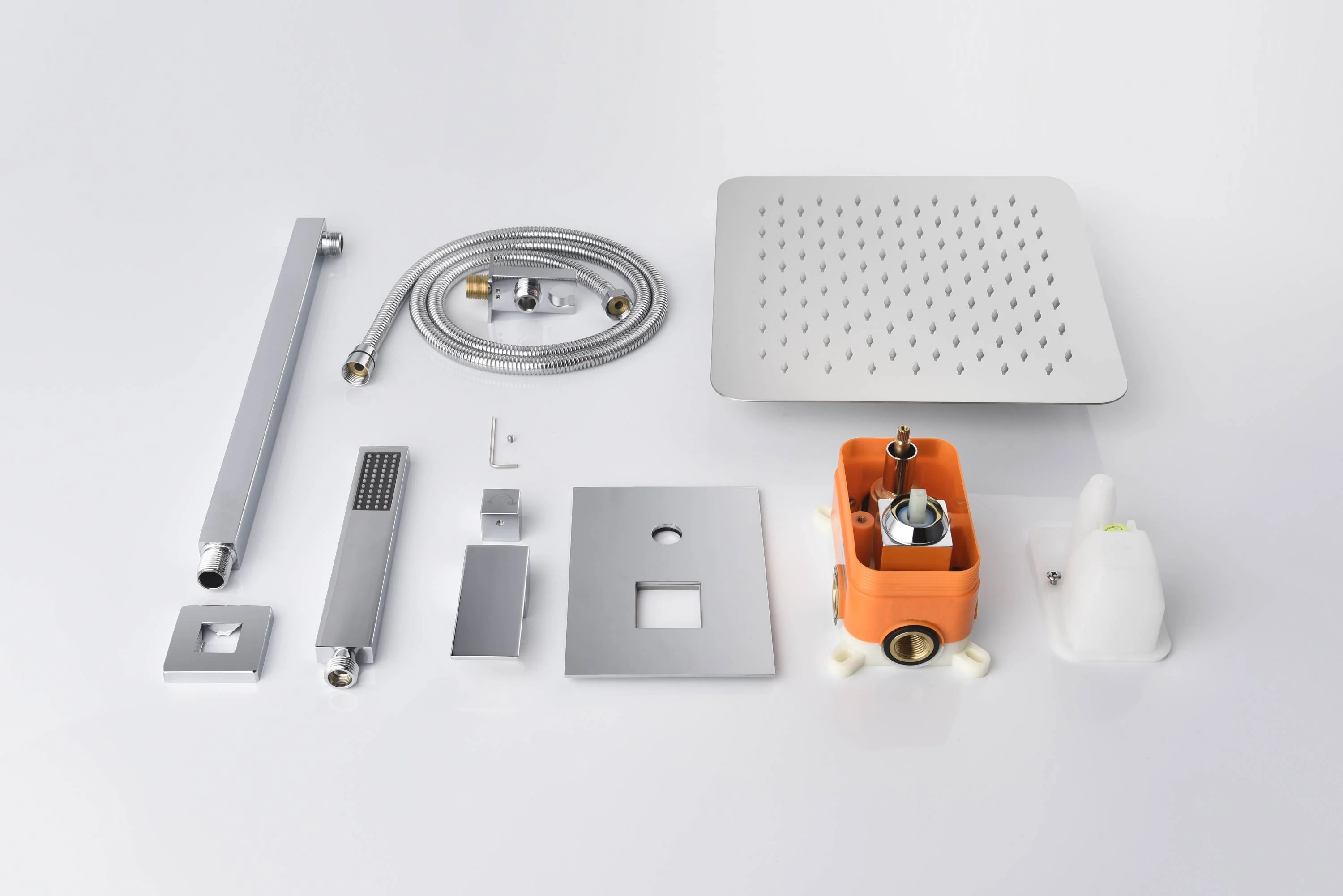 Wall-Mounted Chrome Shower System with Optional LED Light - Available in 12'' or 16'' Sizes, 2-Way Functionality - Image 7