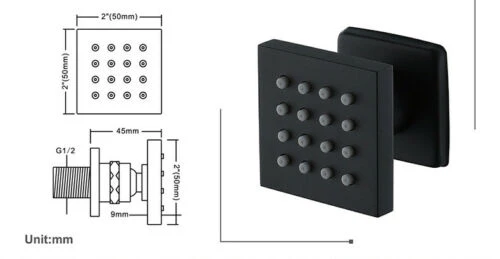 3-Way Matte Black Wall-Mounted Thermostatic Shower System with 12'' or 16'' Rain Head or 6 inch regular headOptional LED Light - Image 20