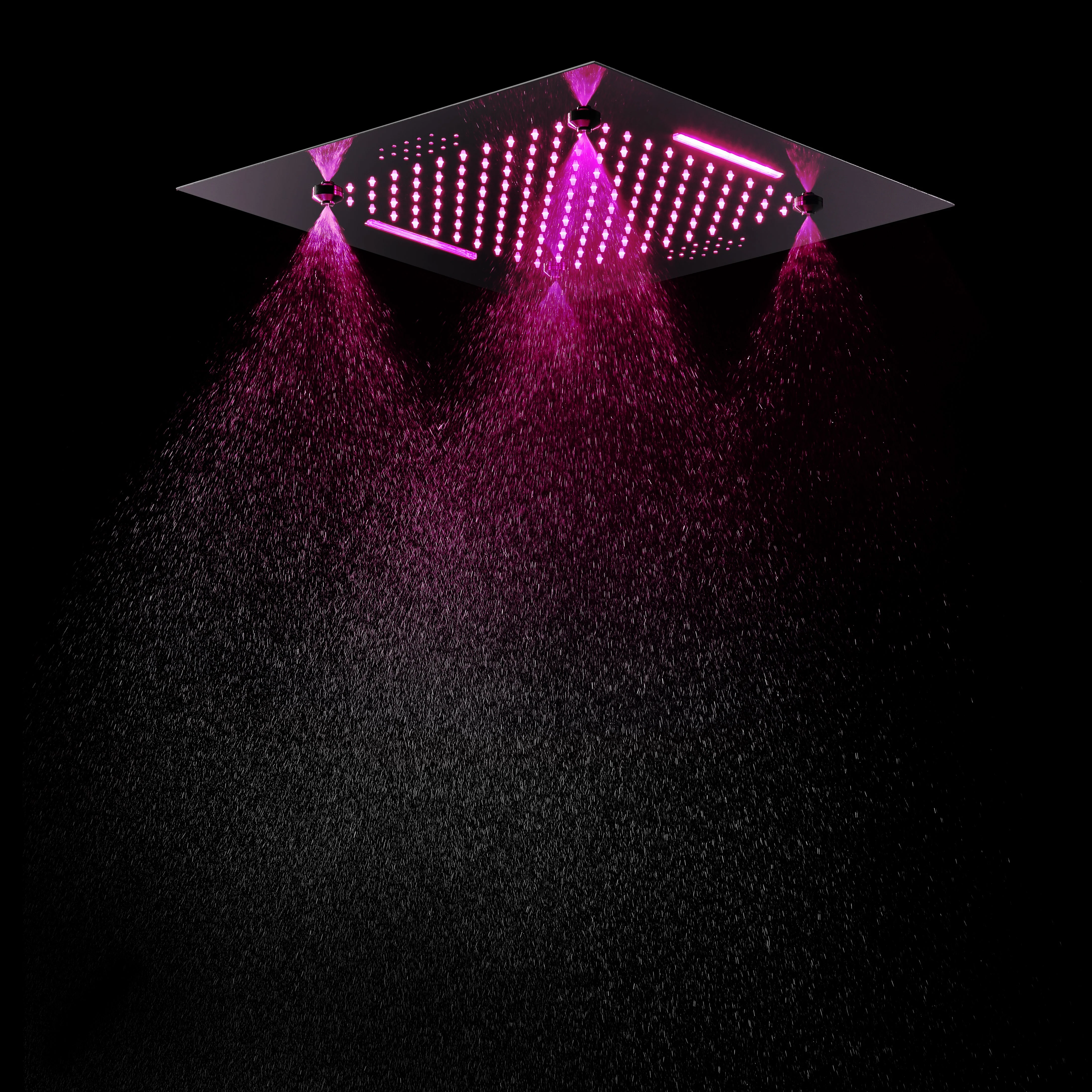 Bluetooth Music 64 LED colors 20inch chrome flushed on rainfall waterfall mist shower systems 3 or 4 way thermostatic valve with touch panel - Image 5