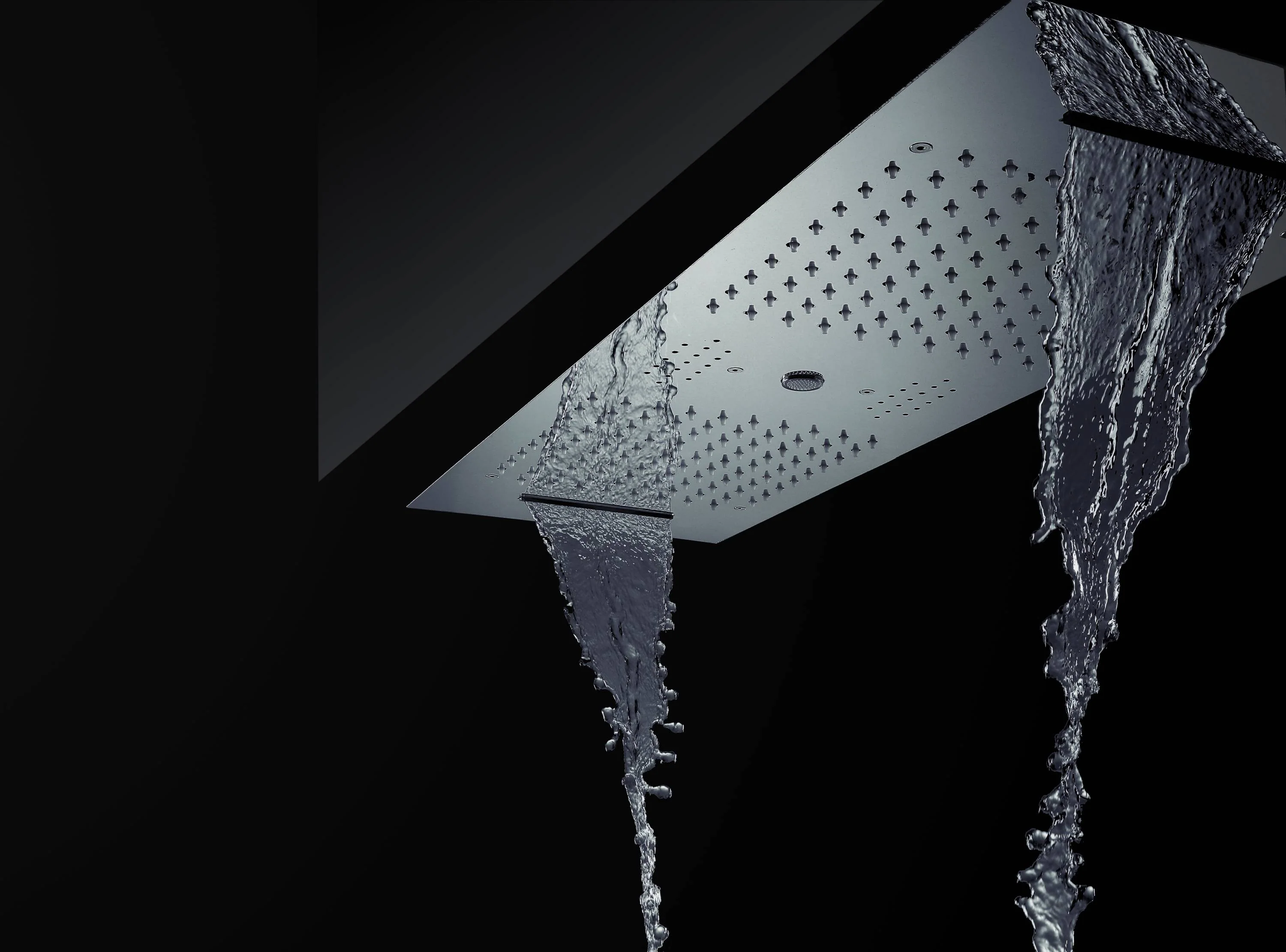Chrome 35" Bluetooth Music LED Shower System with Waterfall, 5-Way Thermostatic Valve, 6 Body Jets, Dual Regular Head - Image 6