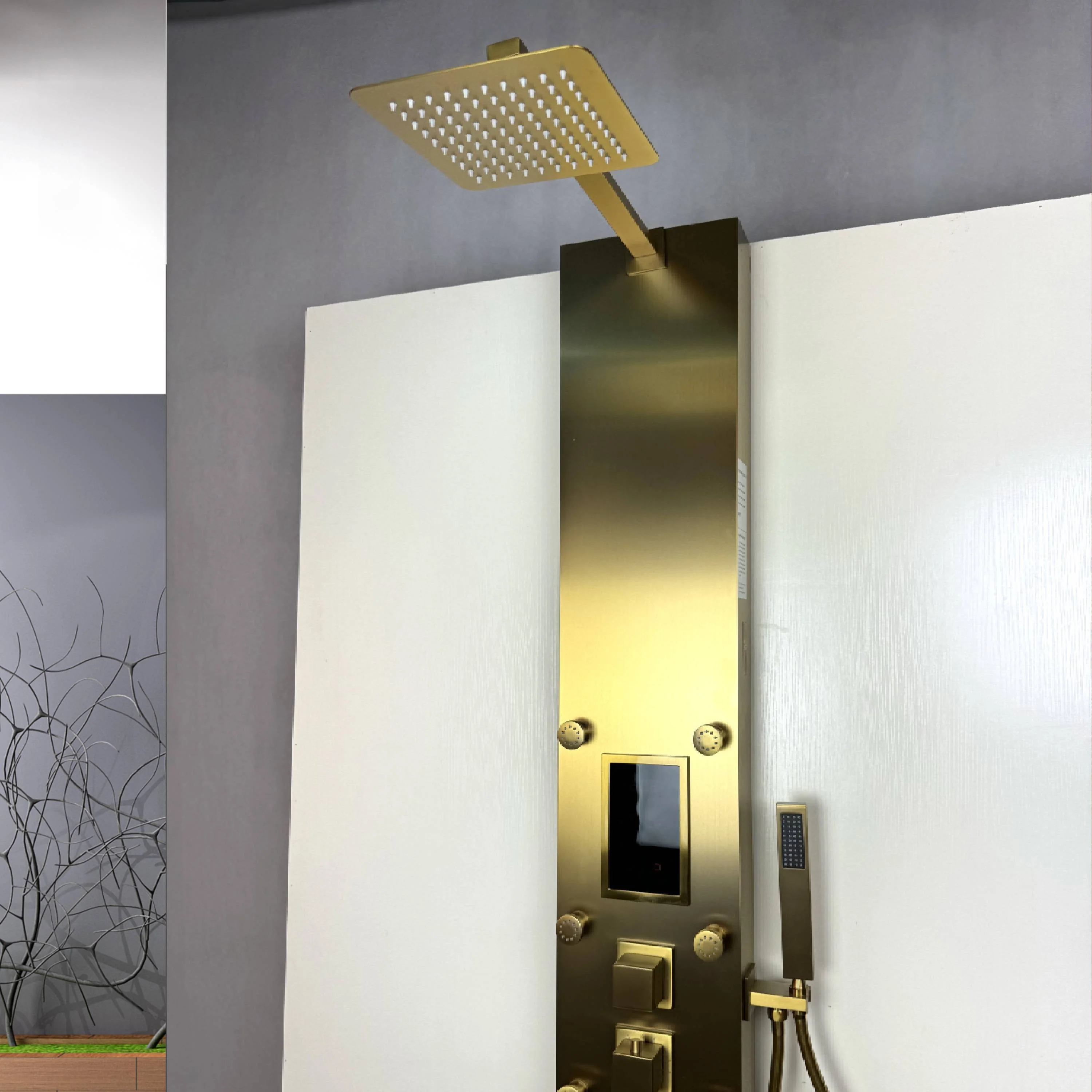 Steam Shower Panel Bluetooth Music, Brushed Nicke or Brushed Gold Shower Panel with Fahrenheit Display, Rainfall, Body Jets, and 6 KW Steam Generator - Image 11
