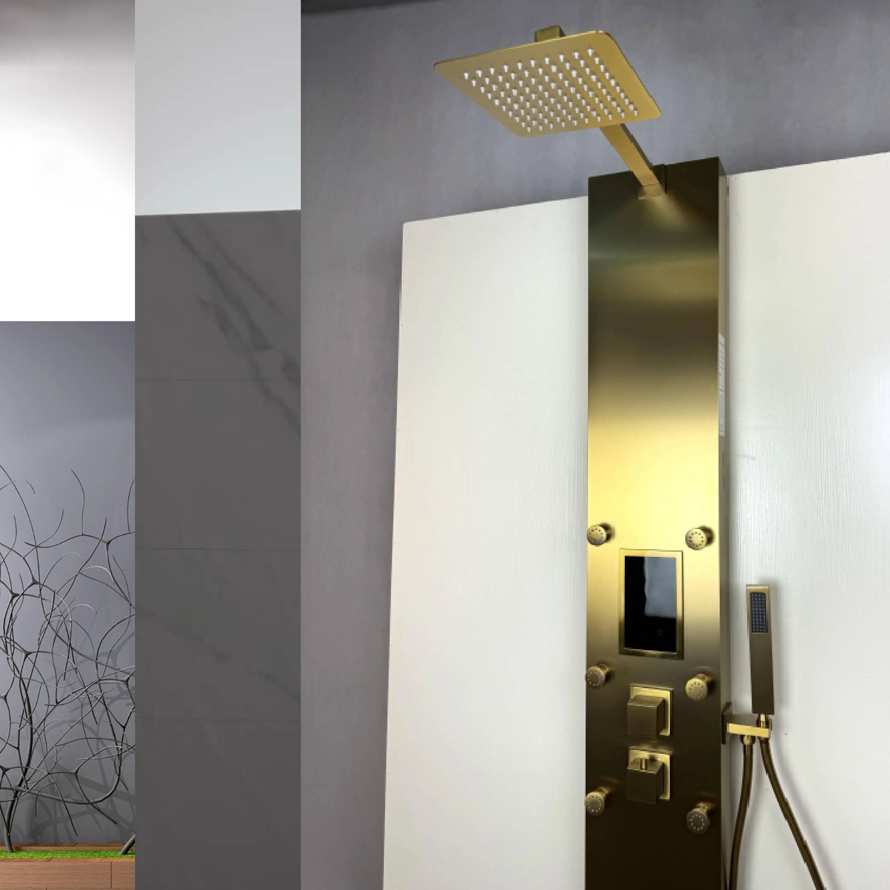 Steam Shower Panel Bluetooth Music, Brushed Nicke or Brushed Gold Shower Panel with Fahrenheit Display, Rainfall, Body Jets, and 6 KW Steam Generator - Image 13