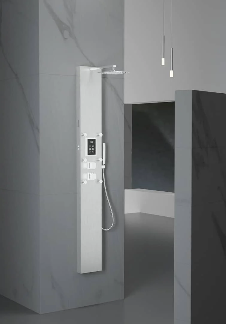 Steam Shower Panel Bluetooth Music, Brushed Nicke or Brushed Gold Shower Panel with Fahrenheit Display, Rainfall, Body Jets, and 6 KW Steam Generator - Image 4