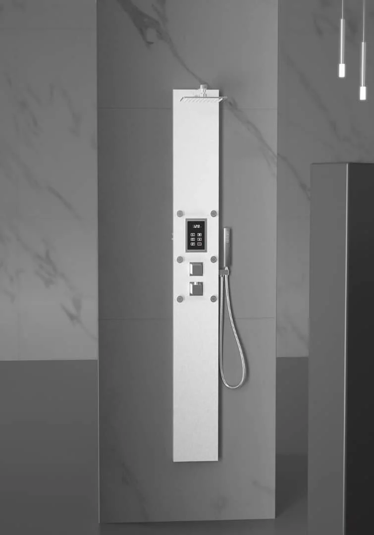 Steam Shower Panel Bluetooth Music, Brushed Nicke or Brushed Gold Shower Panel with Fahrenheit Display, Rainfall, Body Jets, and 6 KW Steam Generator - Image 5