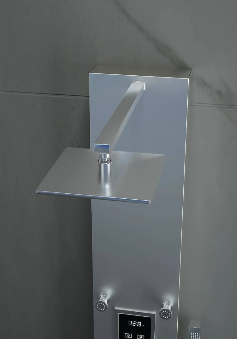 Steam Shower Panel Bluetooth Music, Brushed Nicke or Brushed Gold Shower Panel with Fahrenheit Display, Rainfall, Body Jets, and 6 KW Steam Generator - Image 6