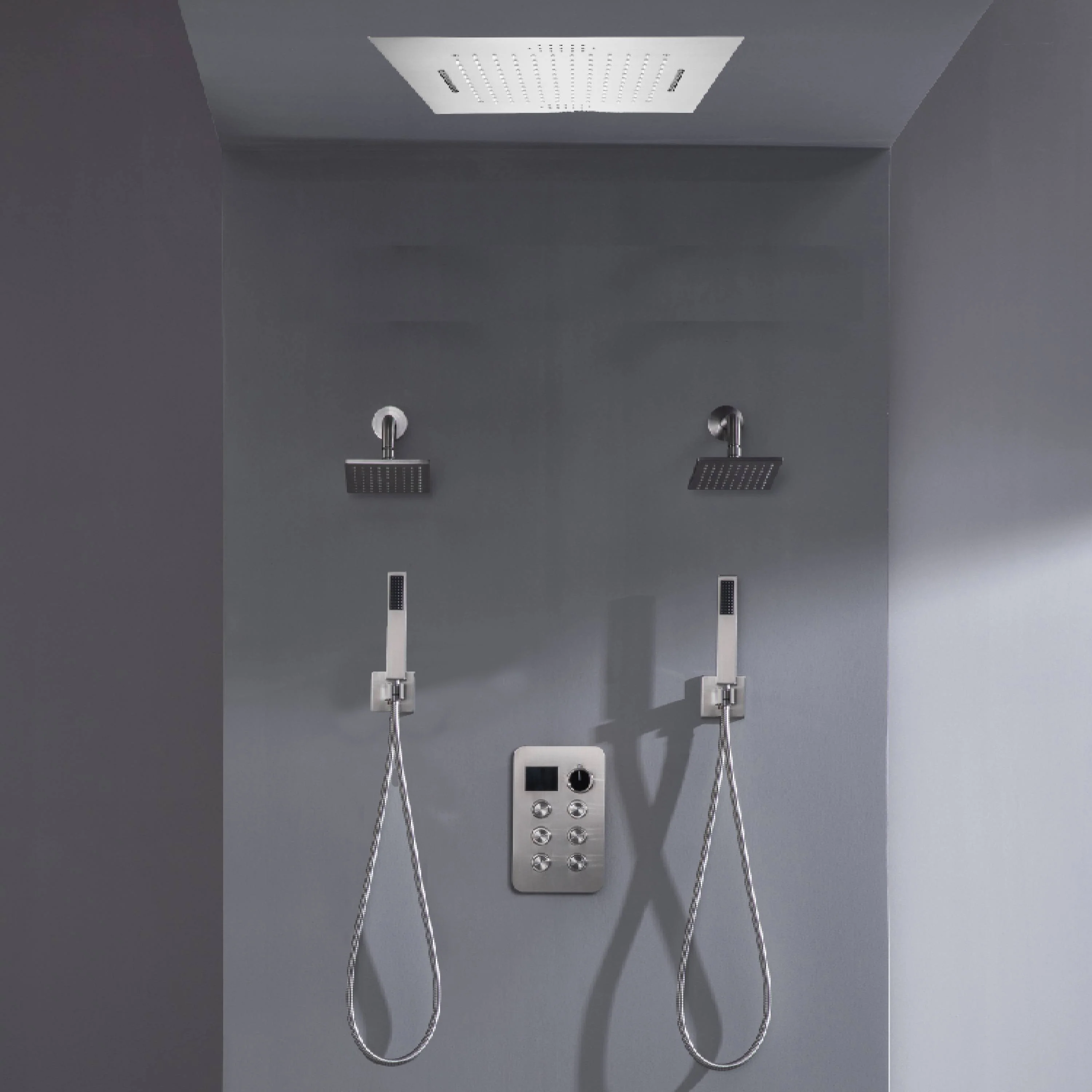 20-inch Bluetooth Music LED 6-Way Digital Thermostatic Shower  System with Waterfall,Dual Handle Wands, Regular Head - Image 4