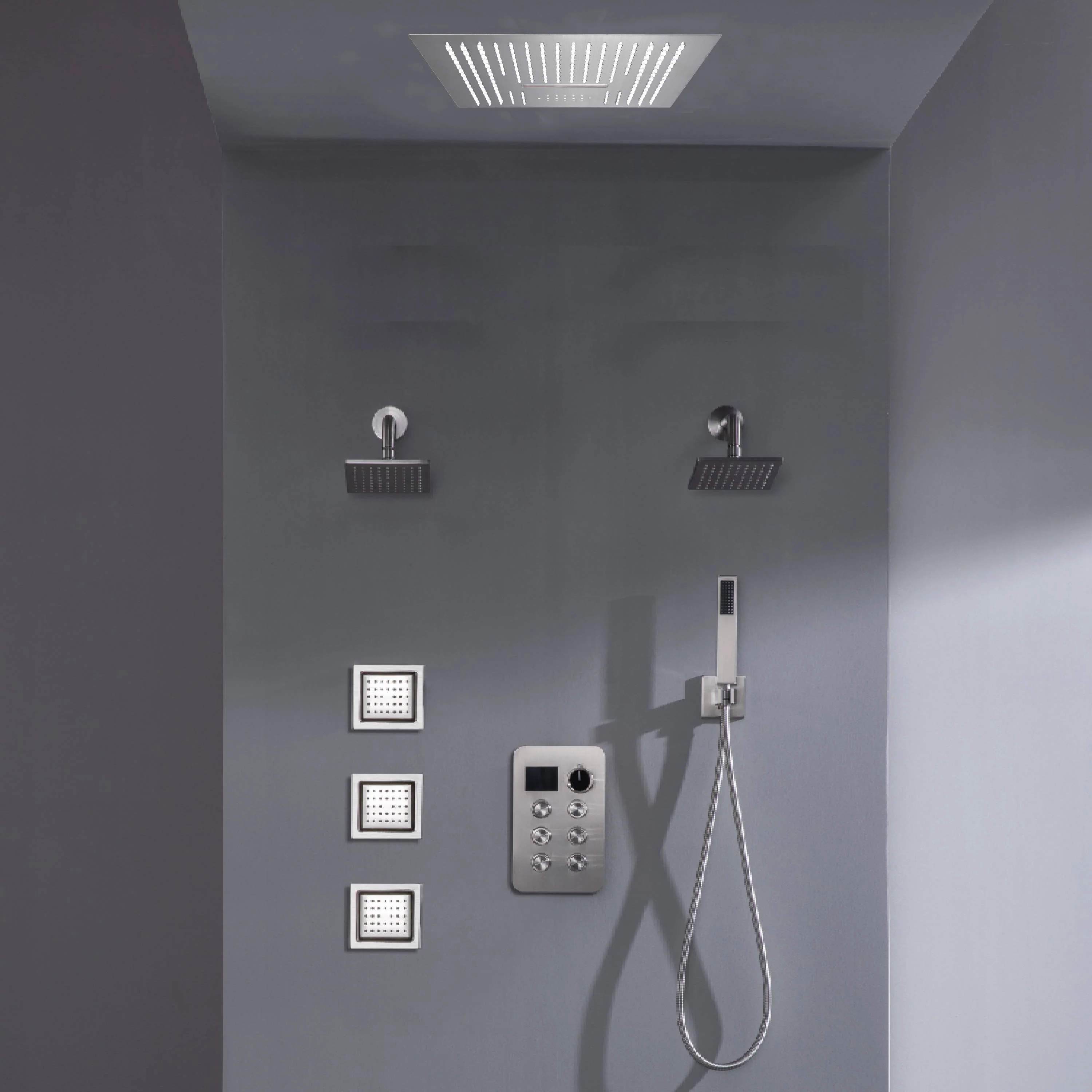 16-inch Bluetooth Music LED 6-Way Digital Thermostatic Shower  System with Waterfall,3 Body Jets, Regular Head - Image 3