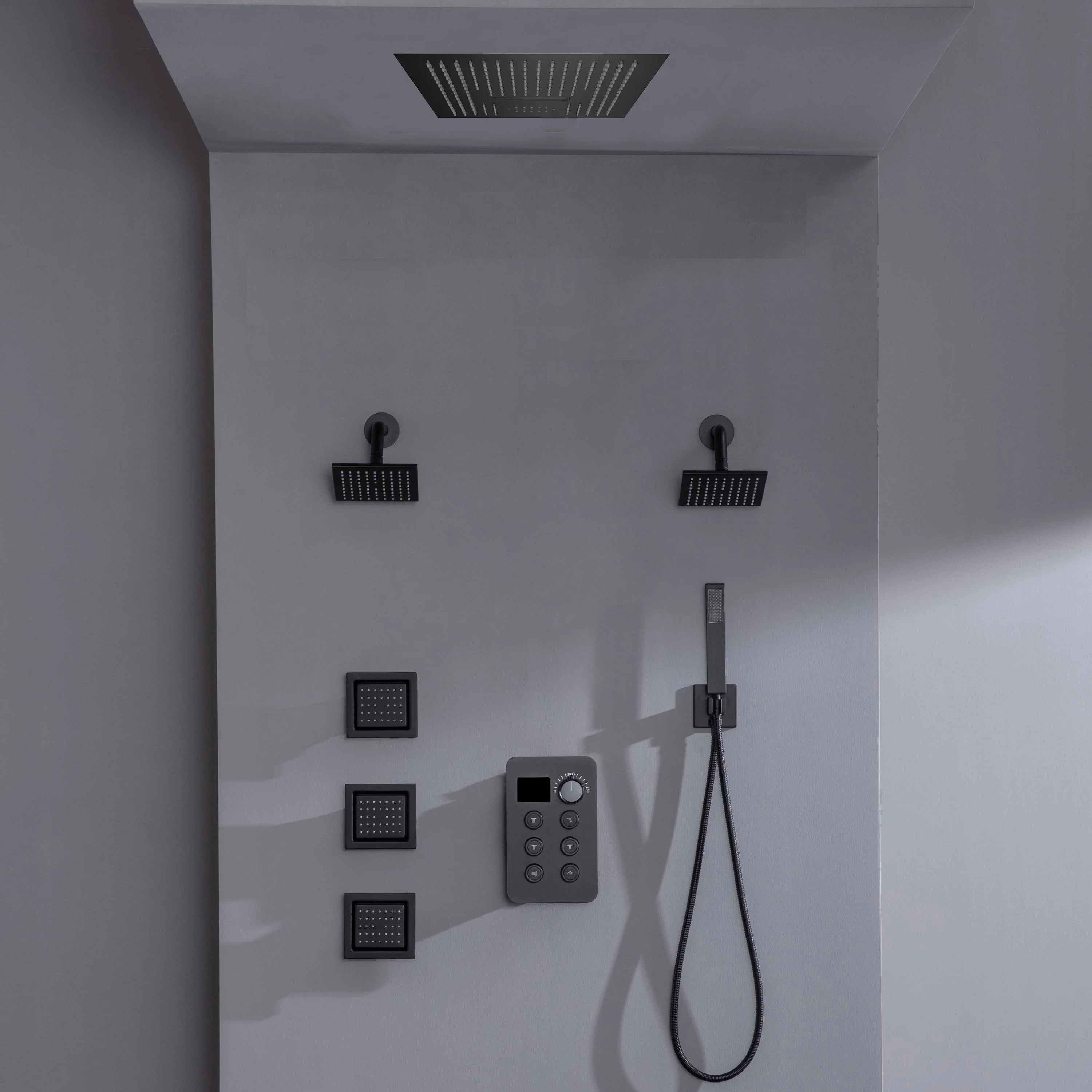 16-inch Bluetooth Music LED 6-Way Digital Thermostatic Shower  System with Waterfall,3 Body Jets, Regular Head - Image 5